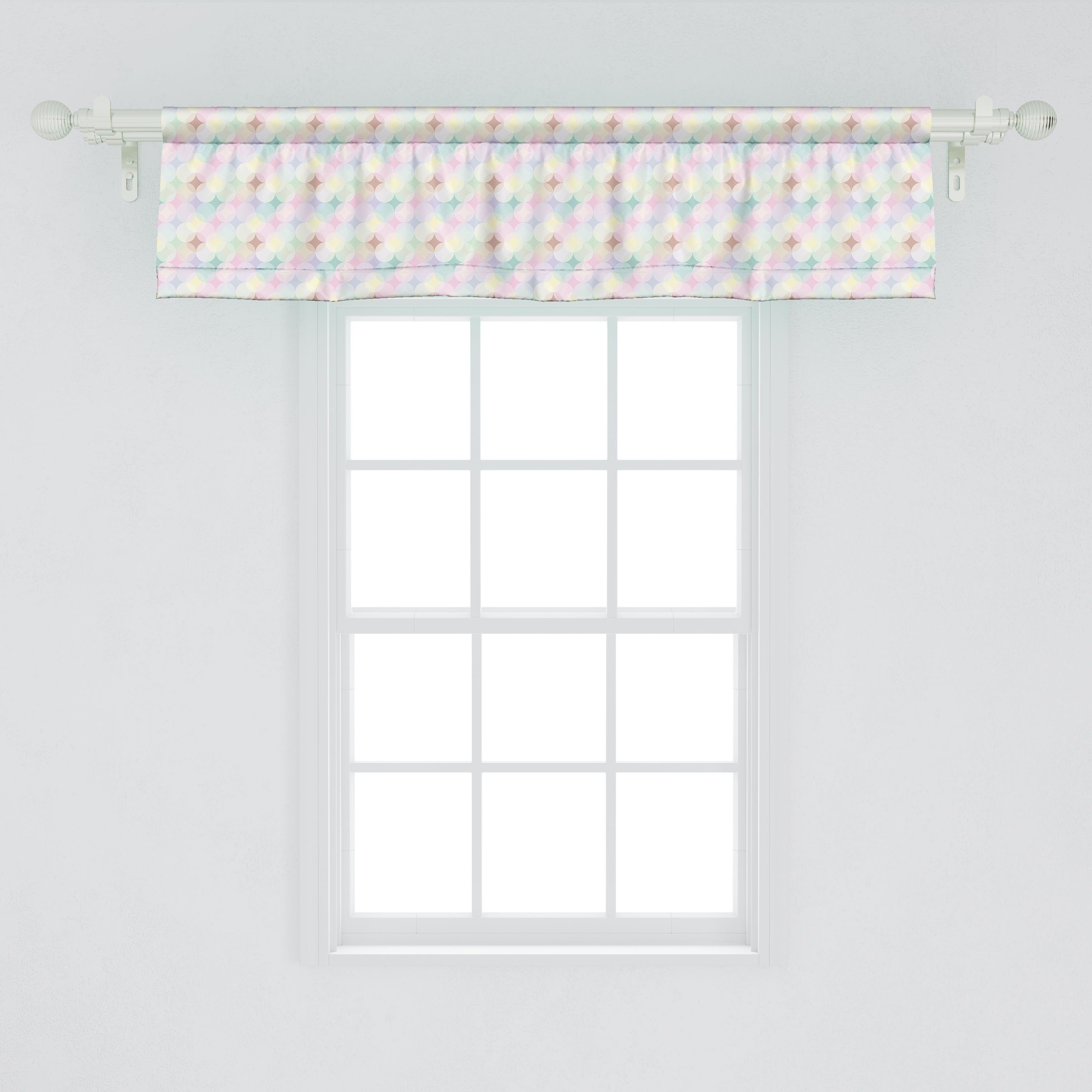 Scheibengardine Vorhang Volant für Abakuhaus, Küche Modern Kreisformen Stangentasche, Schlafzimmer mit Microfaser, Dekor