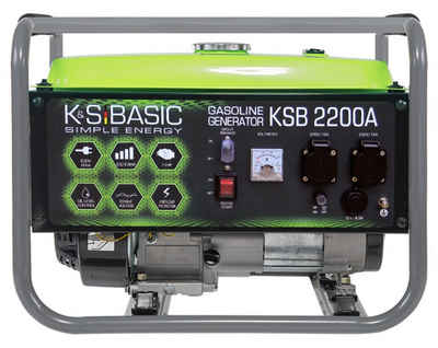 Könner & Söhnen Stromerzeuger KSB 2200A, 2,20 in kW, (7 PS 4-Takt Benzinmotor, Aluminium Alternator, 1-tlg., Automatischer Spannungsregler (AVR), 16A), 230V Generator, für den Heim- und Freizeitbedar