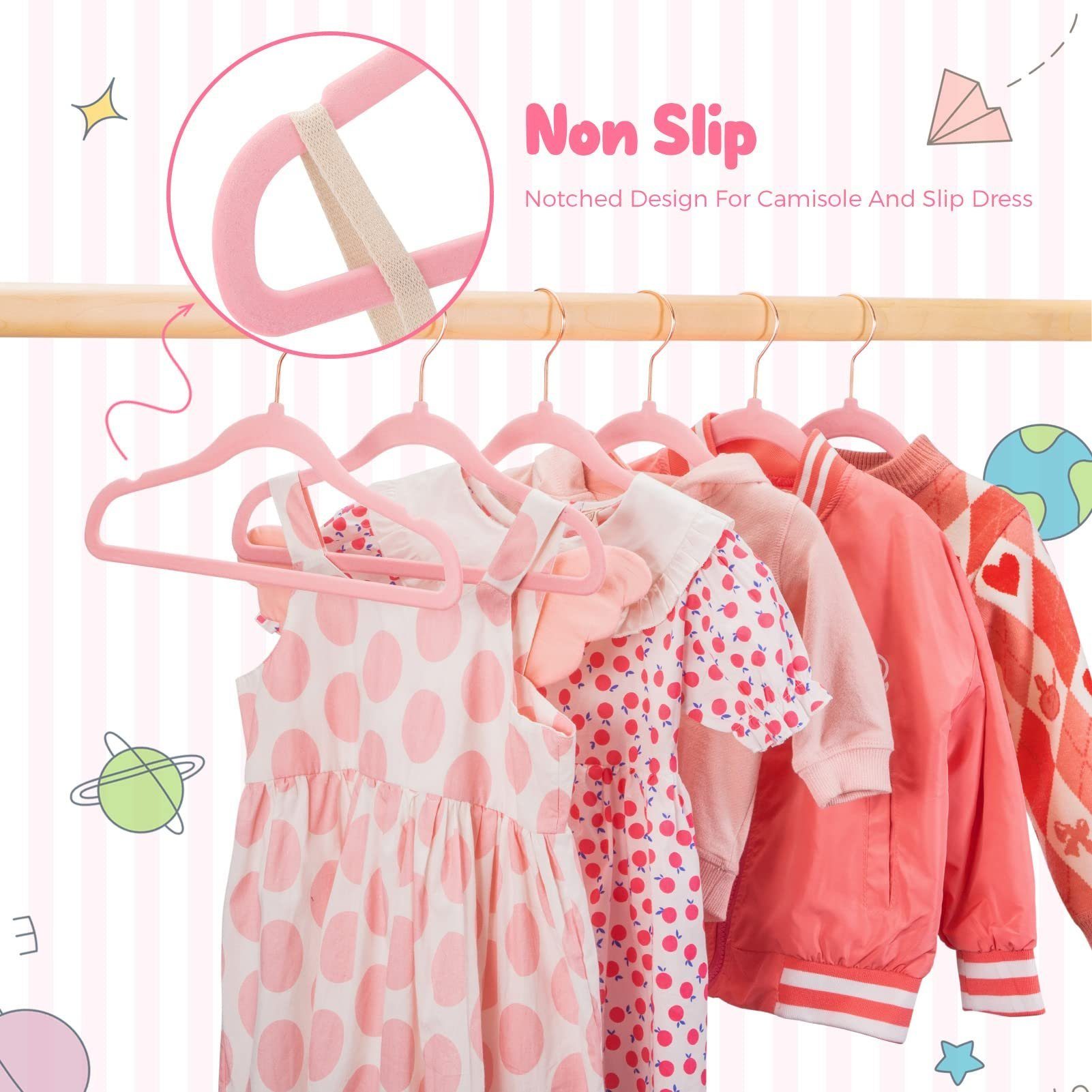 House Day Kleiderbügel Kinder Kleiderbügel Samt, mit drehbarer Haken für 3- günstig online kaufen