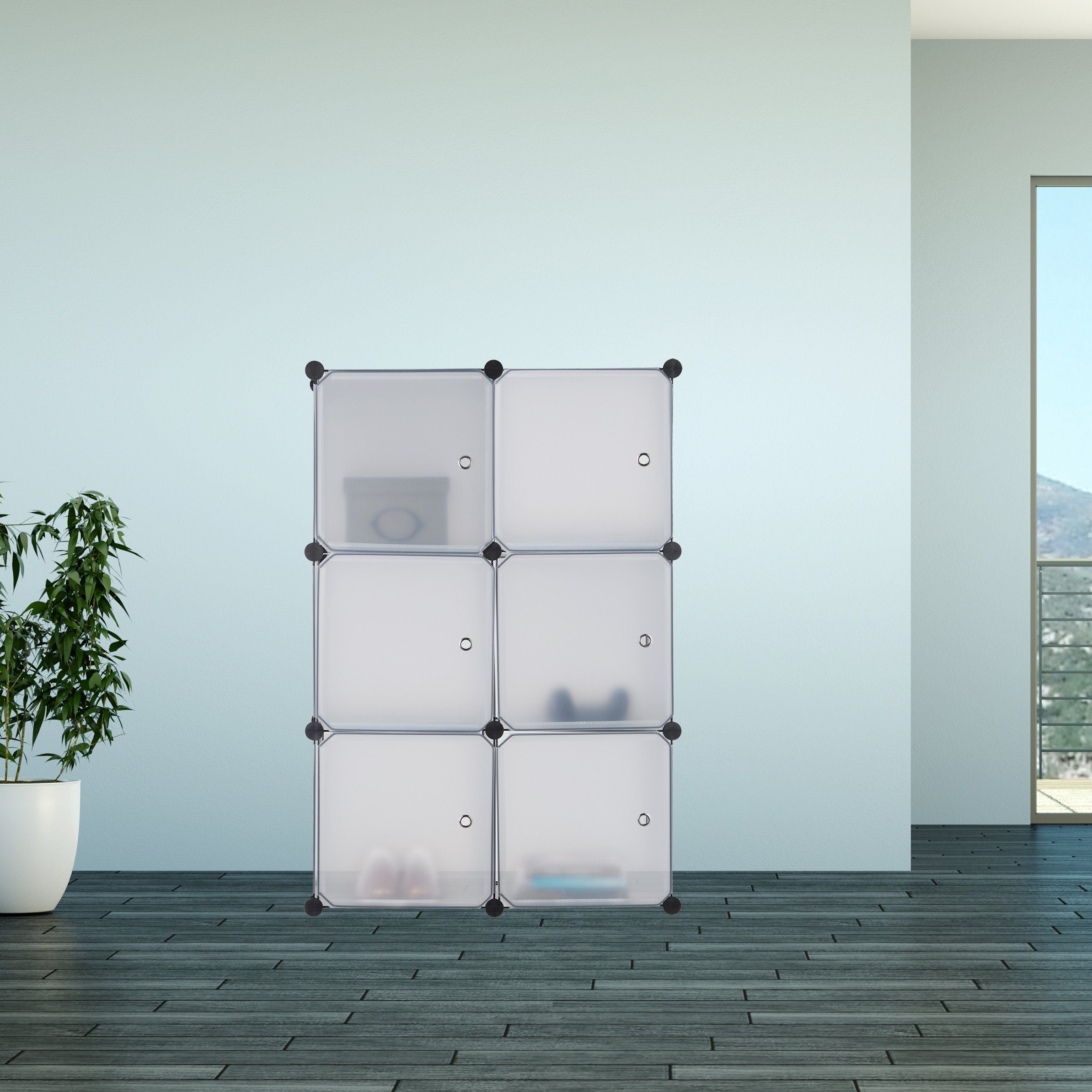 relaxdays Steckregal Regalsystem mit 6 Türen, günstig online kaufen