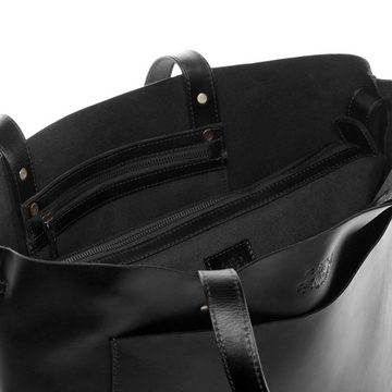SID & VAIN Handtasche Leder Umhängetasche Damen PIPER, Henkeltasche Echtleder für Damen, Schultertasche schwarz