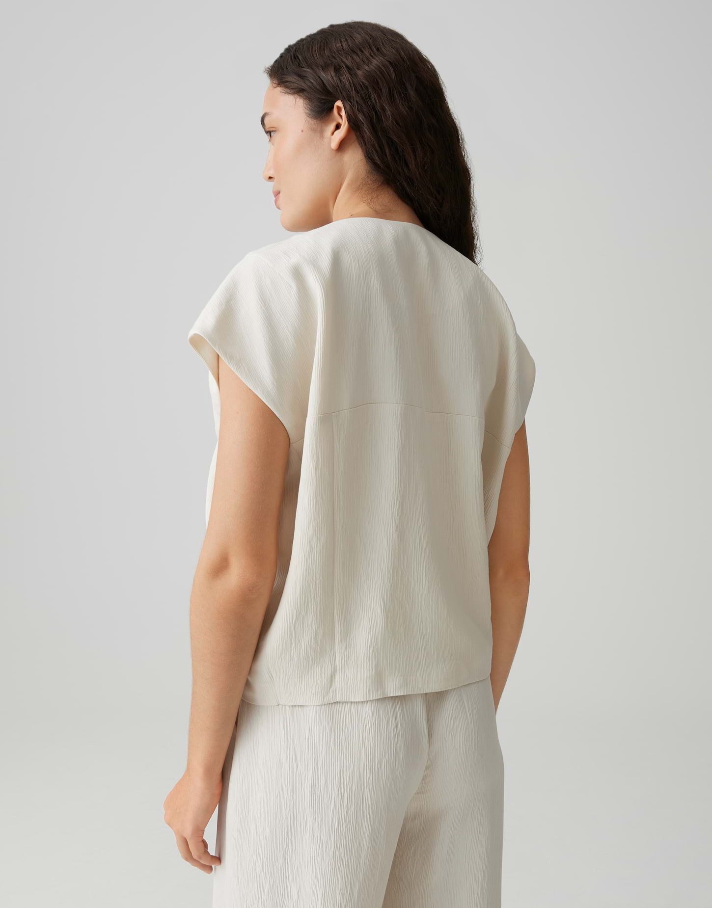 OPUS PANTS Anzugweste Wenali aus Webware in ovalem Schnitt Überschnittene Schulter für einen modernen Layering Look