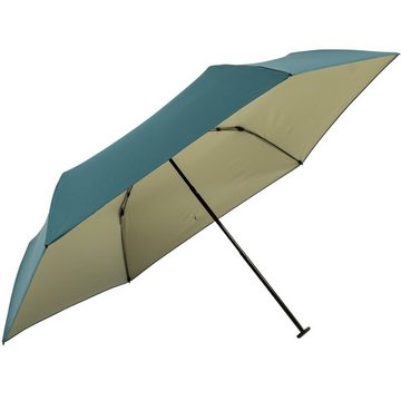 doppler® Taschenregenschirm für Damen, winzig klein und sehr leicht, UV-Schutz, außen blau, innen elfenbein - ein Hingucker