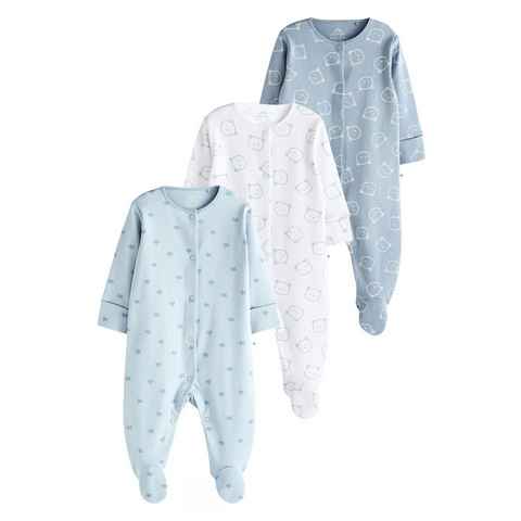 Next Schlafoverall Babyschlafanzüge aus Baumwolle im 3er-Pack (3-tlg)