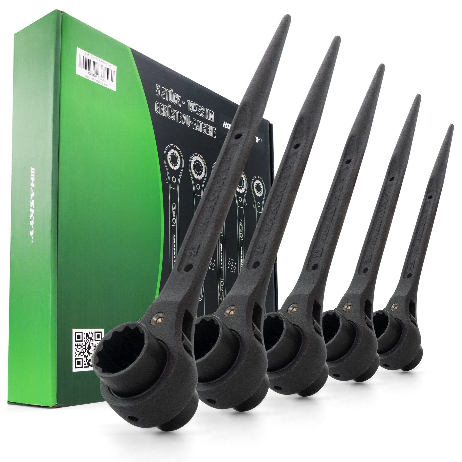 HASKYY Ratsche 5x Gerüstbauratsche 19x22mm Gerüstbau Gerüstknarre Строительный ключ (5 St)