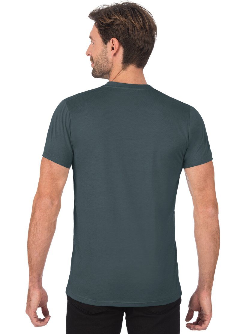 Baumwolle DELUXE T-Shirt Trigema TRIGEMA anthrazit Slim T-Shirt aus Fit