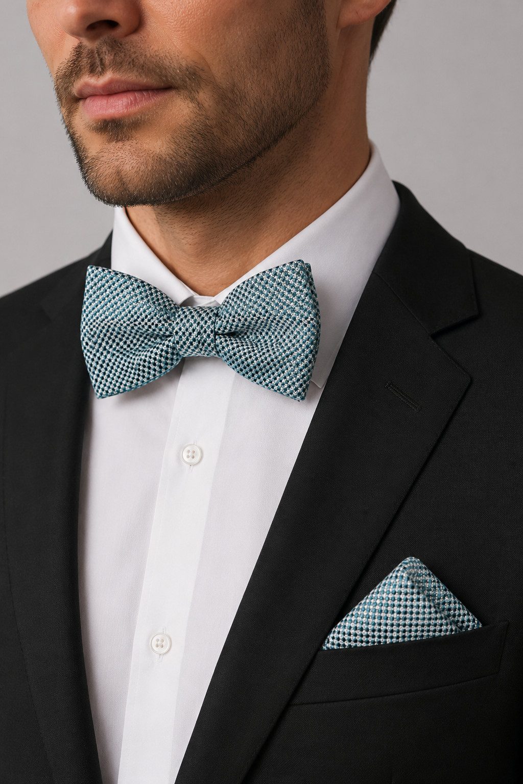 Prince Bowtie Fliege - Set Fliege Einstecktuch - Seidenfliege gemustert