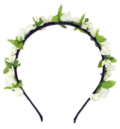 Trachtenland Trachtenhut Blumen Haarreif 'Liliana' mit Rosen, Creme Weiß