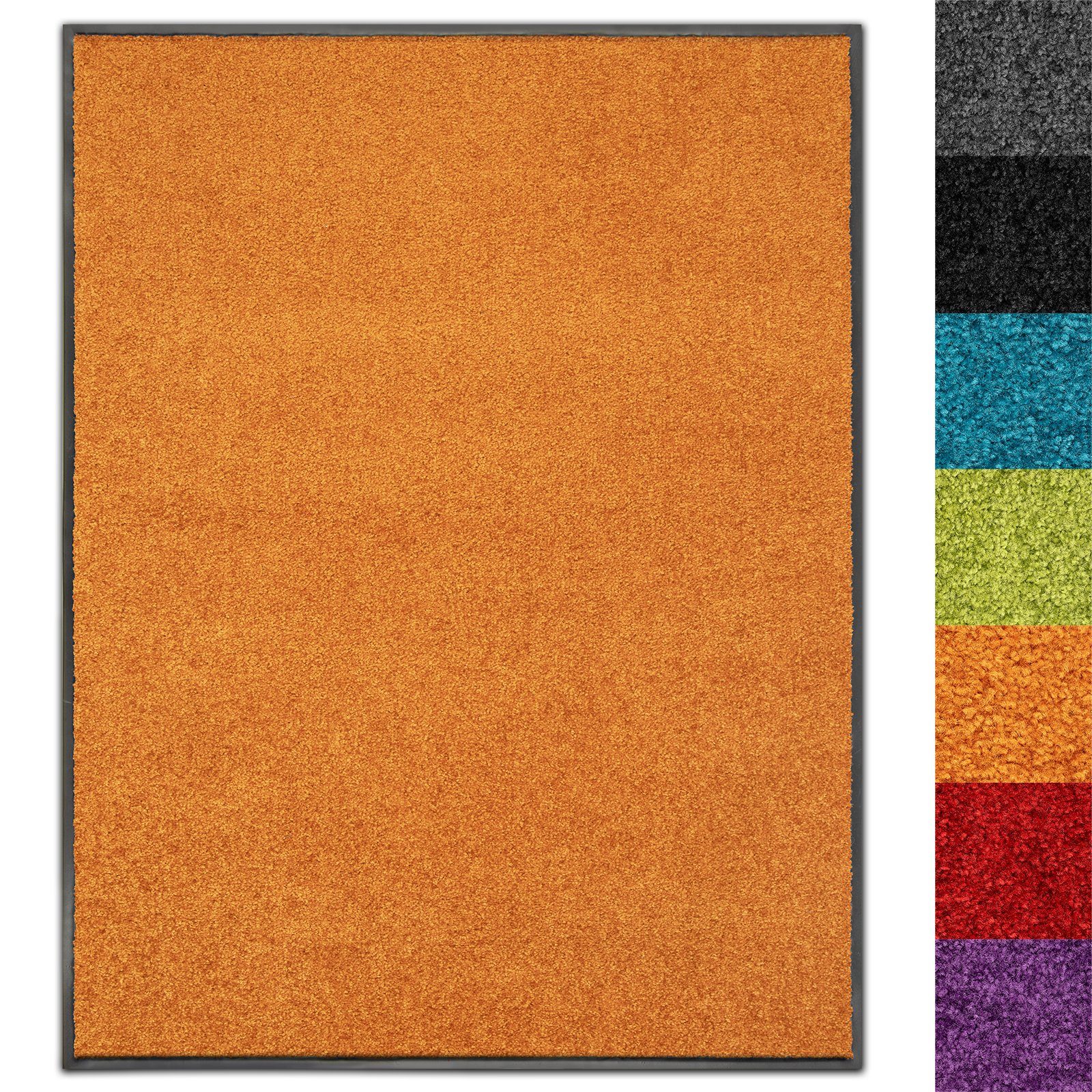 Fußmatte Use&Wash,verschiedene Farben & Größen, Sauberlaufmatte, Karat, Rechteckig, Höhe: 8 mm, Schmutzfangmatte Orange
