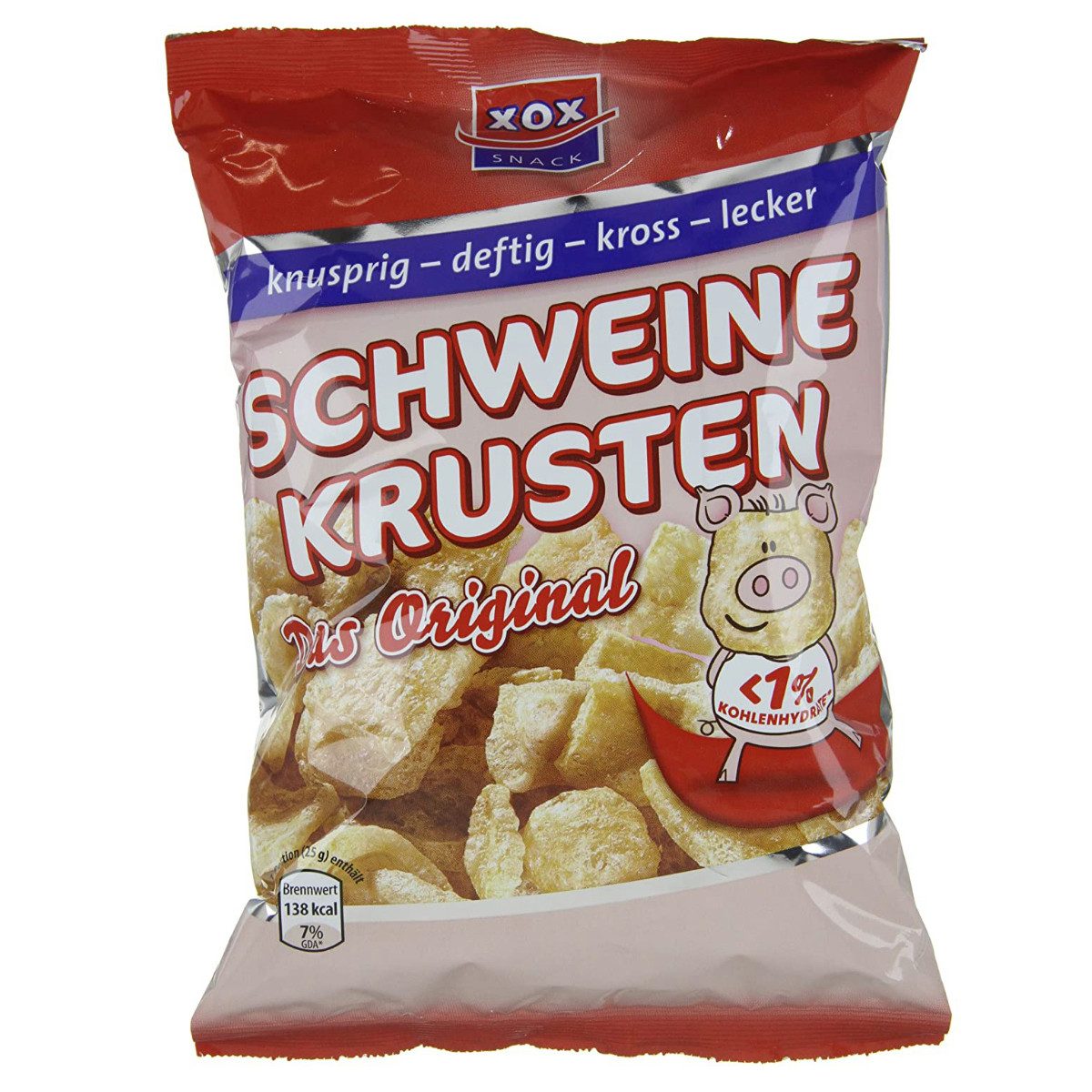 XOX Knabberei, XOX Schweinekrusten im Eigenfett frittierte Schweineschwarten 100g