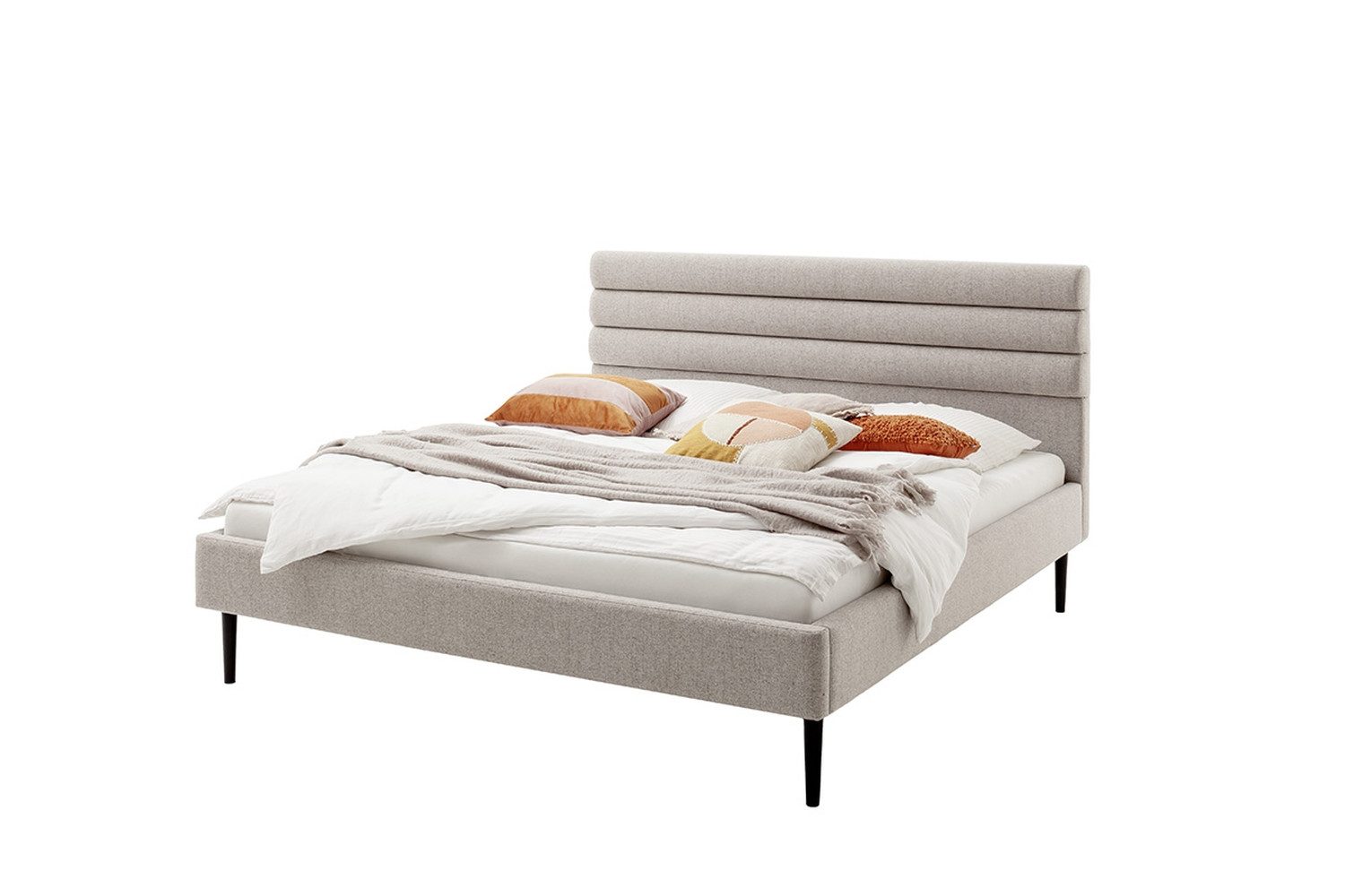 PREISBRECHER Polsterbett Agadir, Liegefläche 140x200 cm, in Beige - 153x114x218cm (BxHxT)