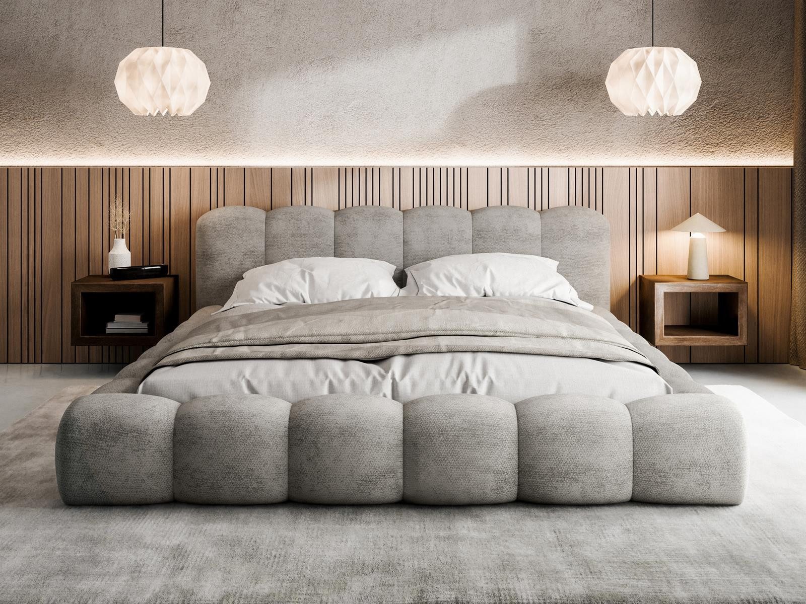 Compleo Polsterbett ERMS Bett bubble, Designerbett (Schlafzimmer Bett modern), (Chenille-Stoff), Doppelbett gepolstert, Wolkenbett