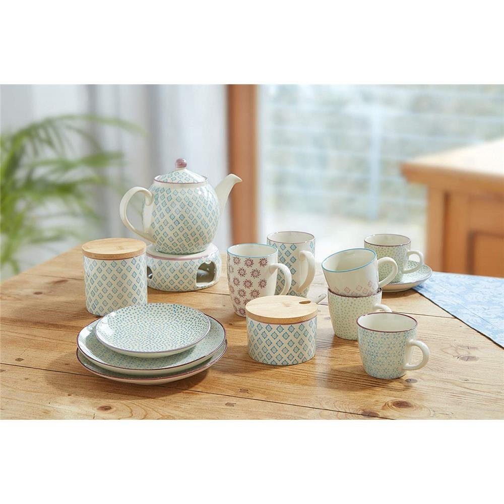 Bloomingville Wasserkrug Patrizia Jug, Blue, Stoneware, 2L Krug, Keramik Wasserkanne, Milchkrug, Saftkrug, dänisch Design, blau