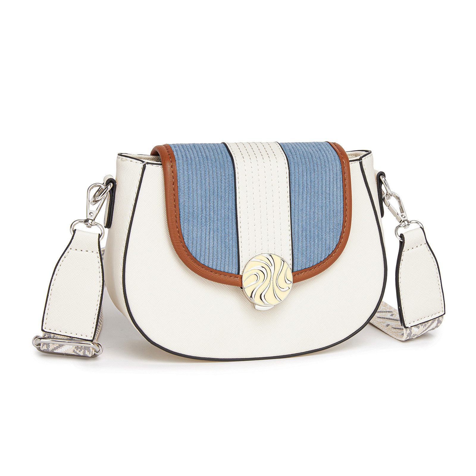 Umhängetasche Damen aus Pu-Leder - Ethnico-Design mit Kordelvolett