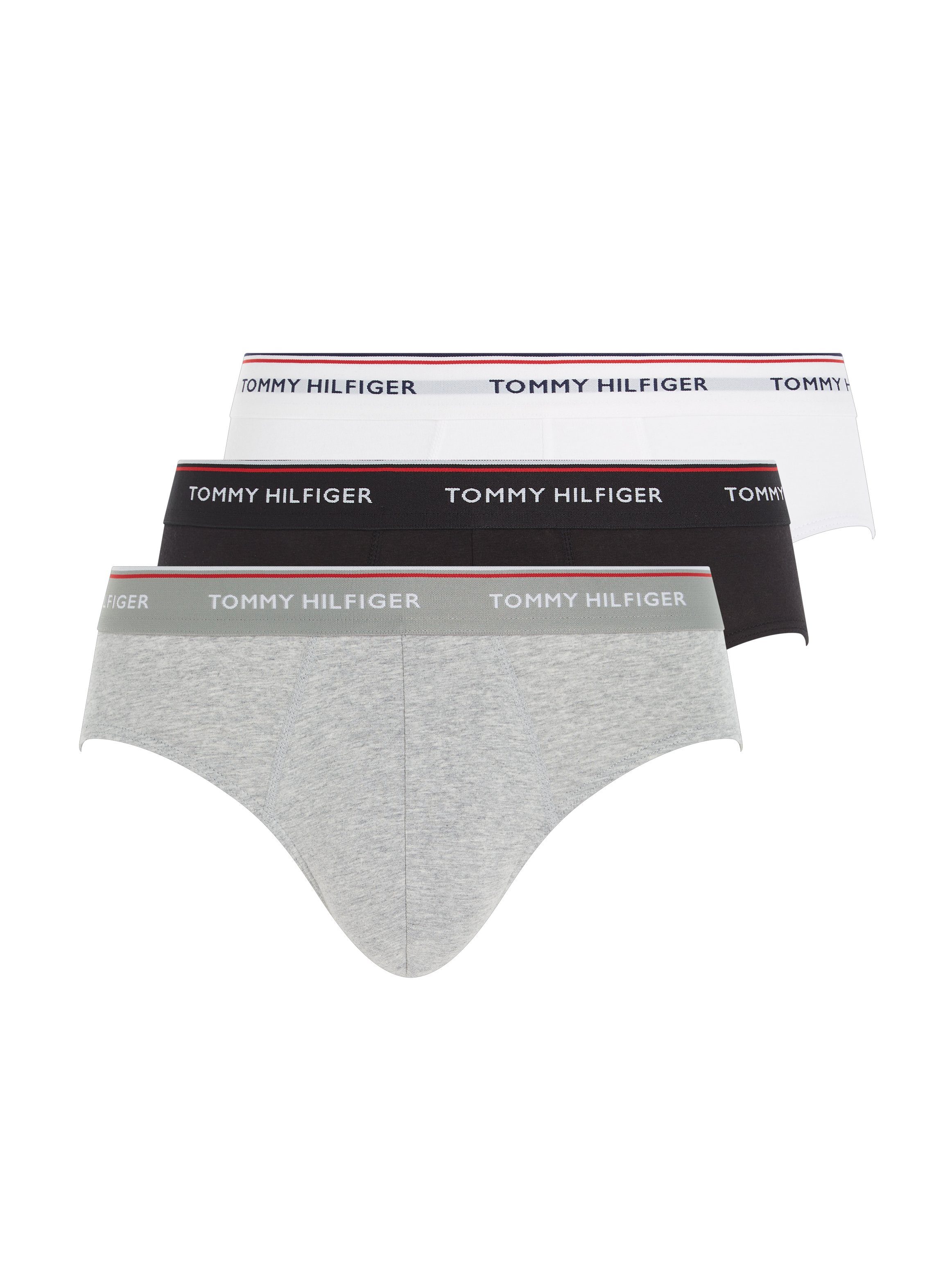 Tommy Hilfiger Underwear Slip 3P BRIEF (Packung, 3-St., 3er-Pack) mit Logo-Elastikbund schwarz, weiß, grau-meliert
