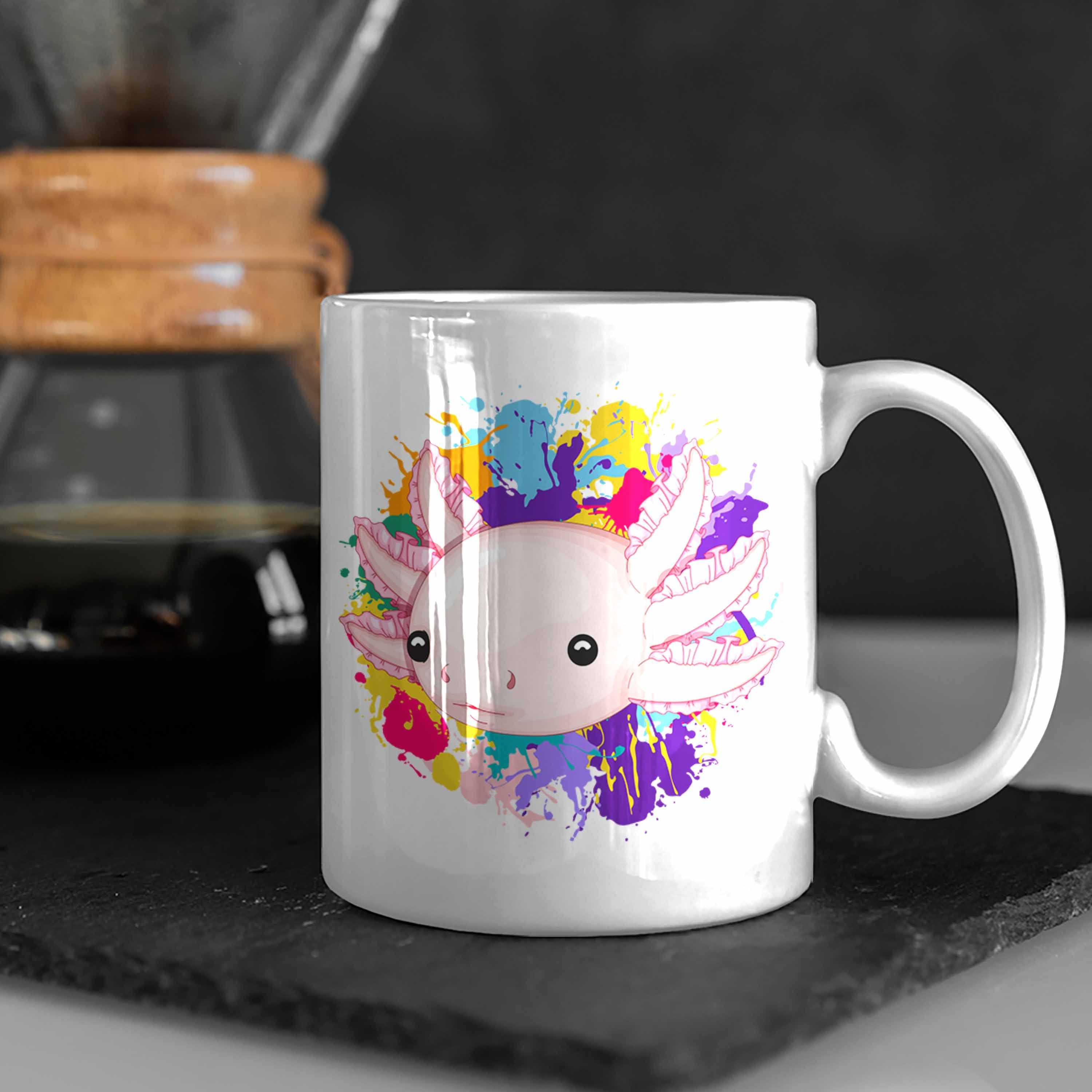 Trendation Tasse Axolotl Tasse Geschenk Geschenkidee Weiss Schwanzlurch Gamer Schwanz-Lur für