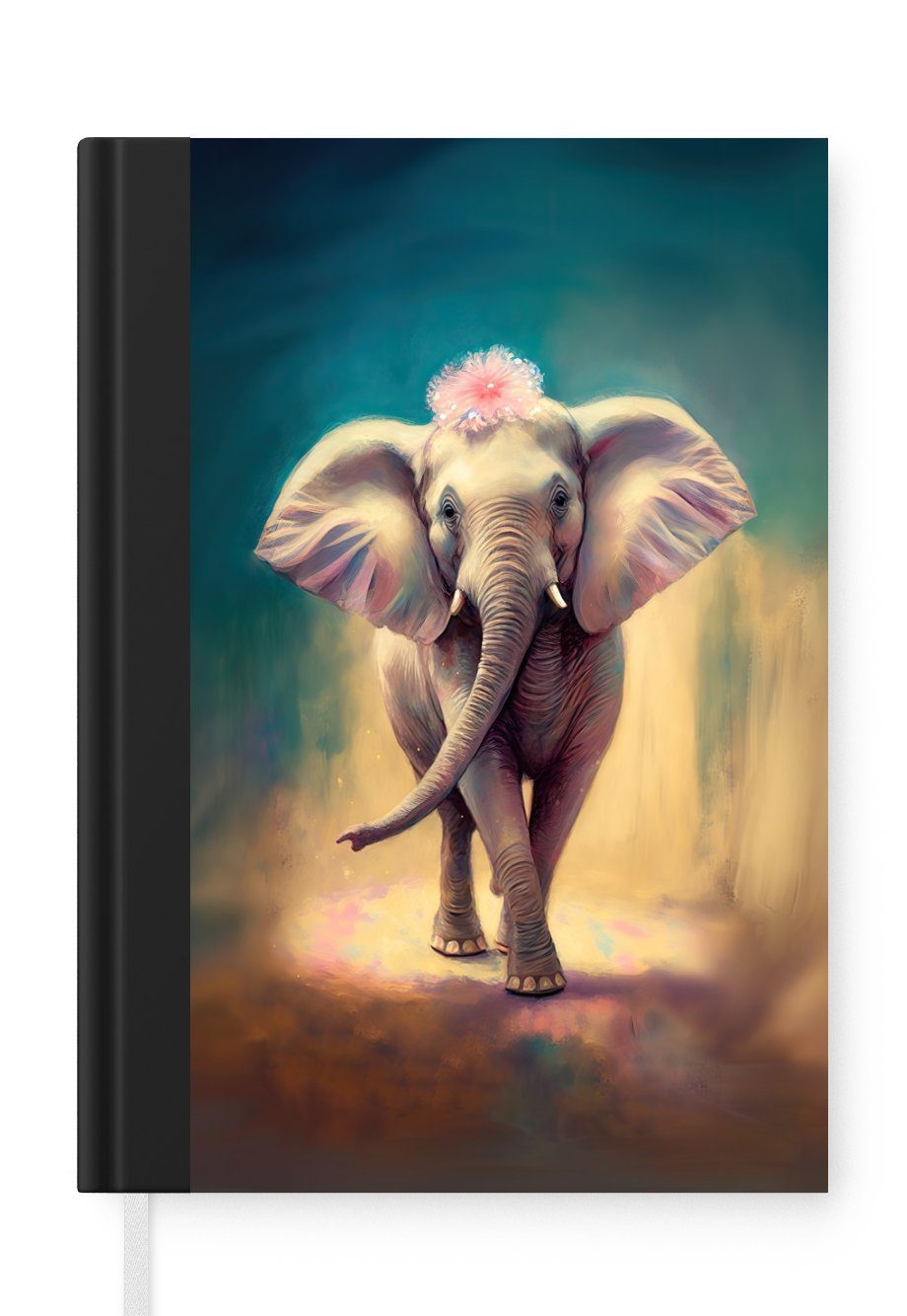 MuchoWow Notizbuch Elefant - Tiere - Malen - Blumen - Porträt - Kinder, Journal, Merkzettel, Tagebuch, Notizheft, A5, 98 Seiten, Haushaltsbuch