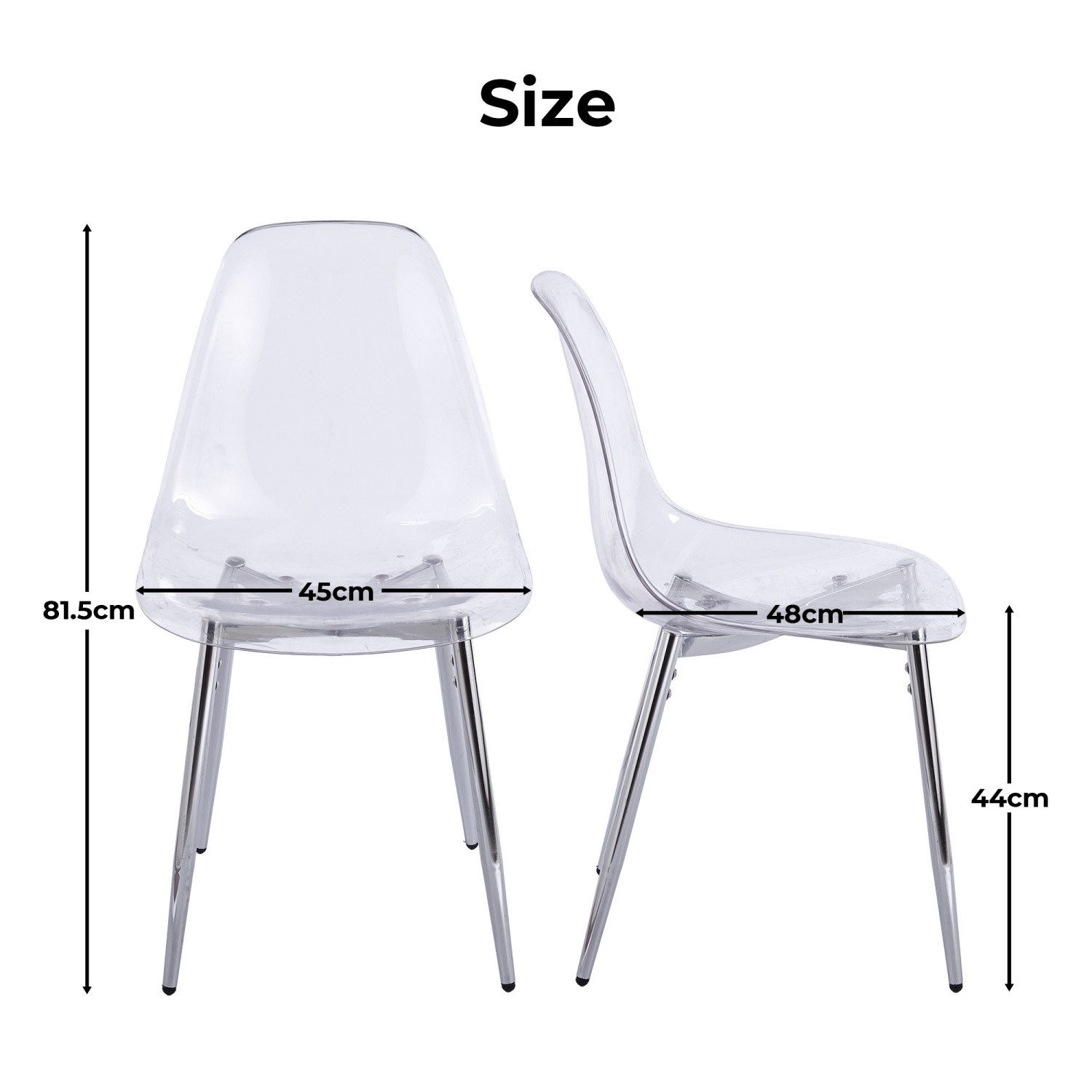 ANYSUN Esszimmerstuhl Esszimmerstühle 4er Set, transparentem Sitz (Moderne Küchenstühle mit Metallbeinen), Transparente Stühle für Esszimmer, Küche, Wohnzimmer