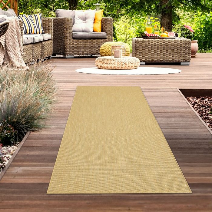 Teppich Moderner Sisalteppich flachgewebt für In- & Outdoor • in gelb Carpetia rechteckig Höhe: 1 mm