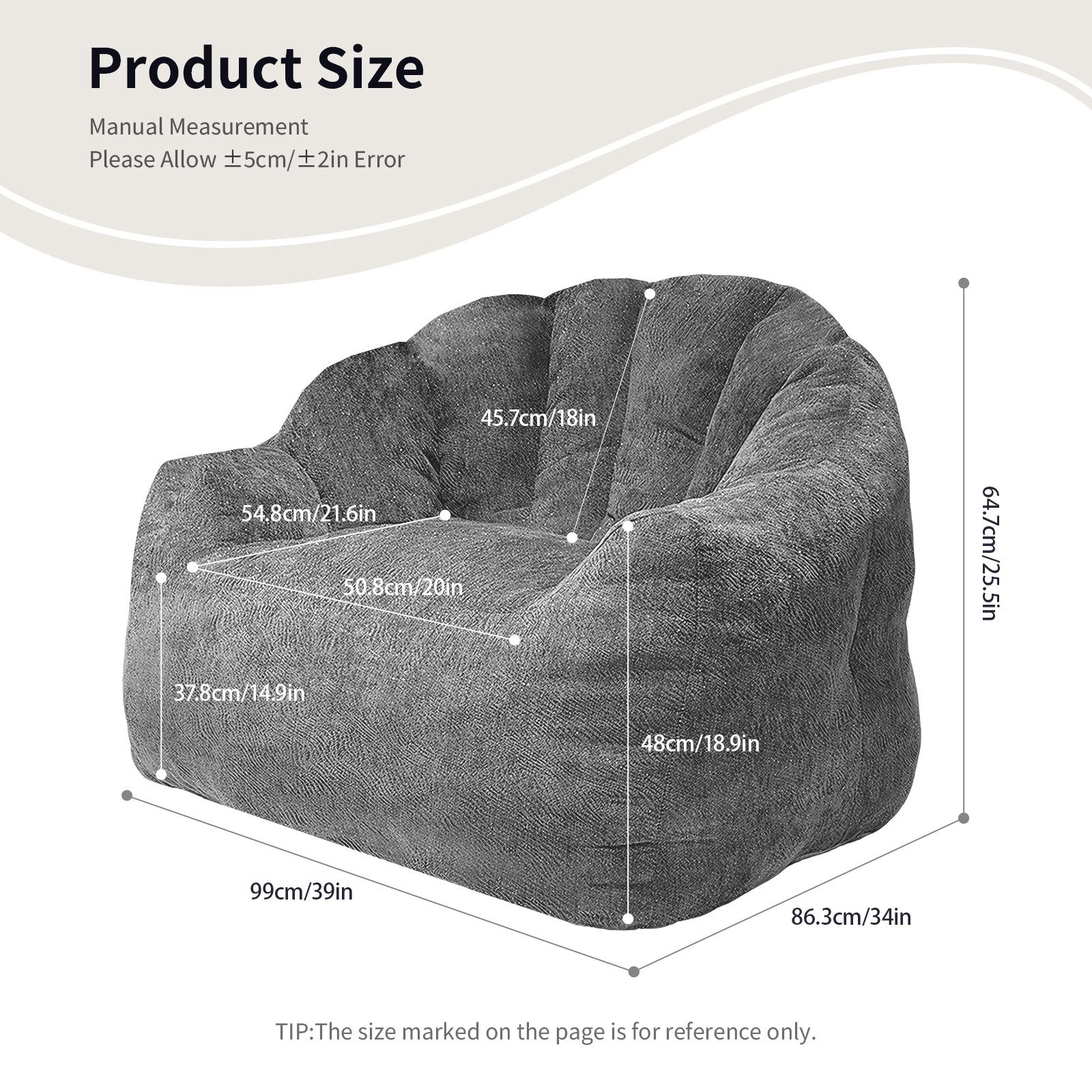 HAUSS SPOLE Loungesessel Rund ergonomisch Relaxsofa Loungesessel für Erwachsene in Grau