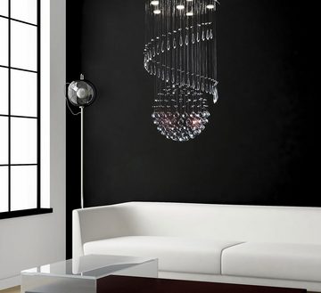 Lewima Hängeleuchte Galass, XL 90cm lang, Ø50cm Tröpfchen Glas Kristall Deckenleuchte, für 6x GU10 LED wechselbar Lichtfarbe und Stärke beliebig, Kaltweiß / Warmweiß möglich, Beliebig, Spiral Kugel Form Pendellampe Pendelleuchte für Galerie Treppenhaus, Kugel Hängelampe Kronleuchter