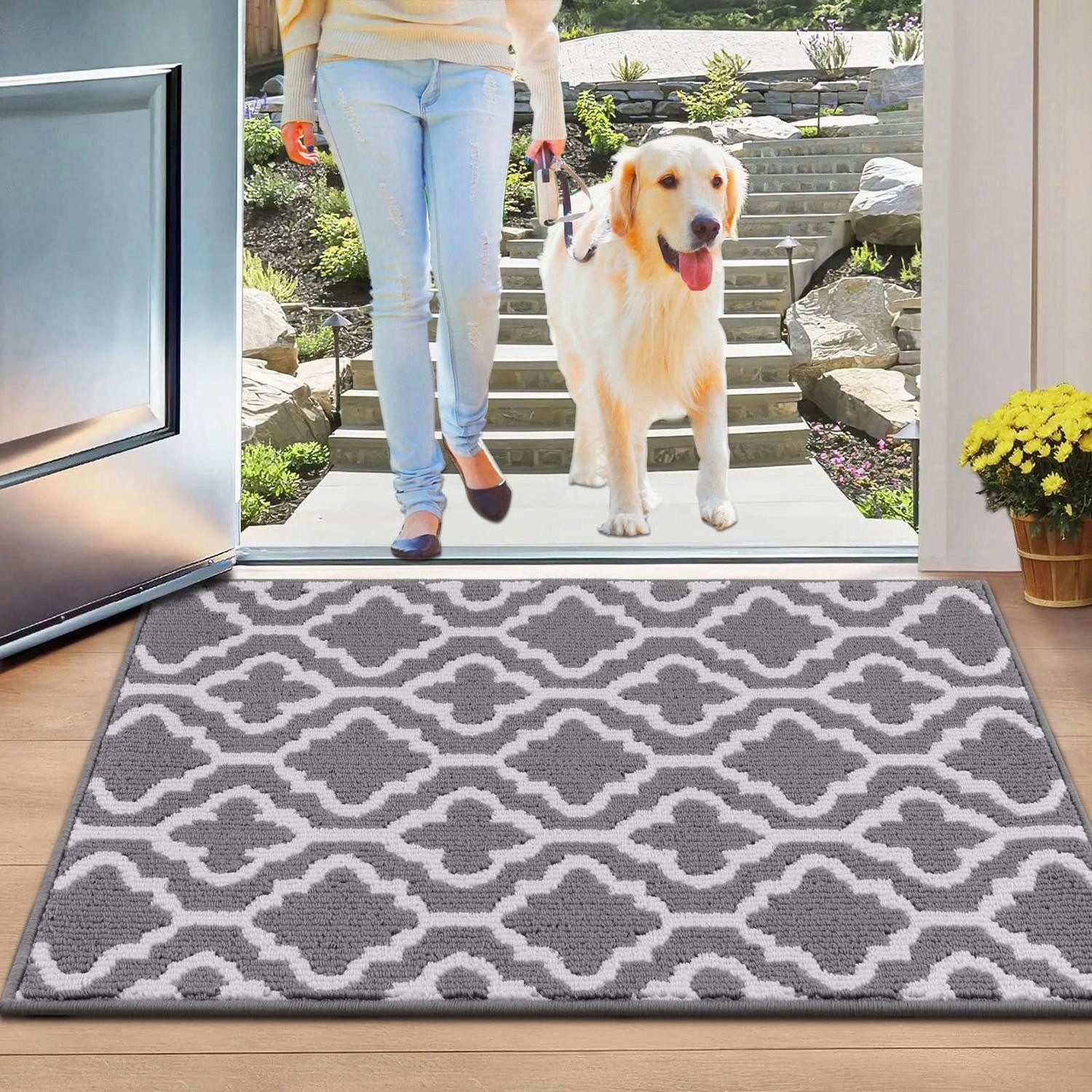 LuxusKollektion Fußmatte Fußmatte waschbar grau 90x150 cm, rechteckig, Höhe: 7 mm