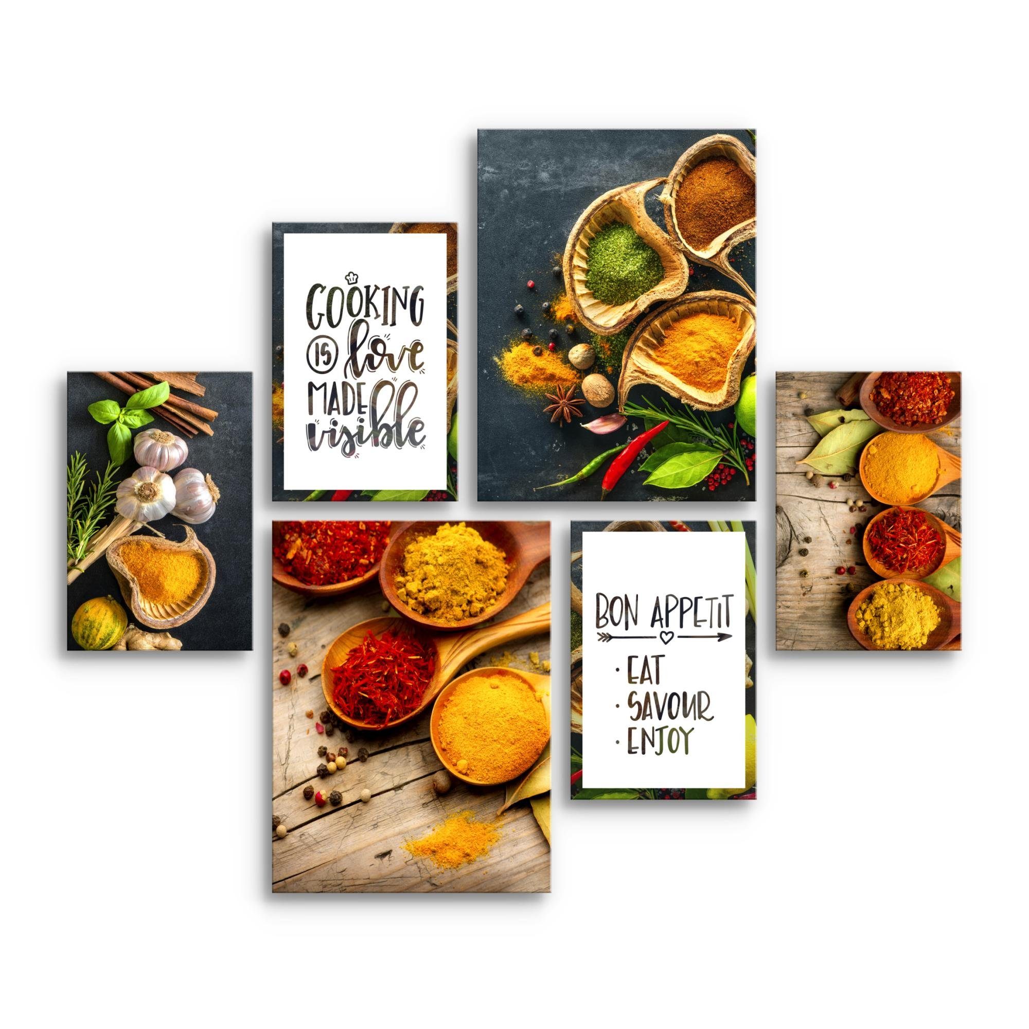 Novart Wandbild Wandbilder Küche Kaffee Gewürze AUFHÄNGFERTIG 90 x 80 cm Kü günstig online kaufen