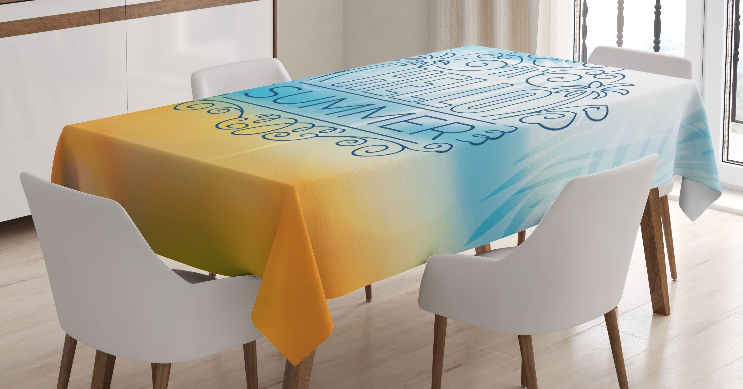 Abakuhaus Tischdecke Farbfest Waschbar Für den Außen Bereich geeignet Klare Farben, Strand Abstrakt Sunny Seashore | Tischdecken