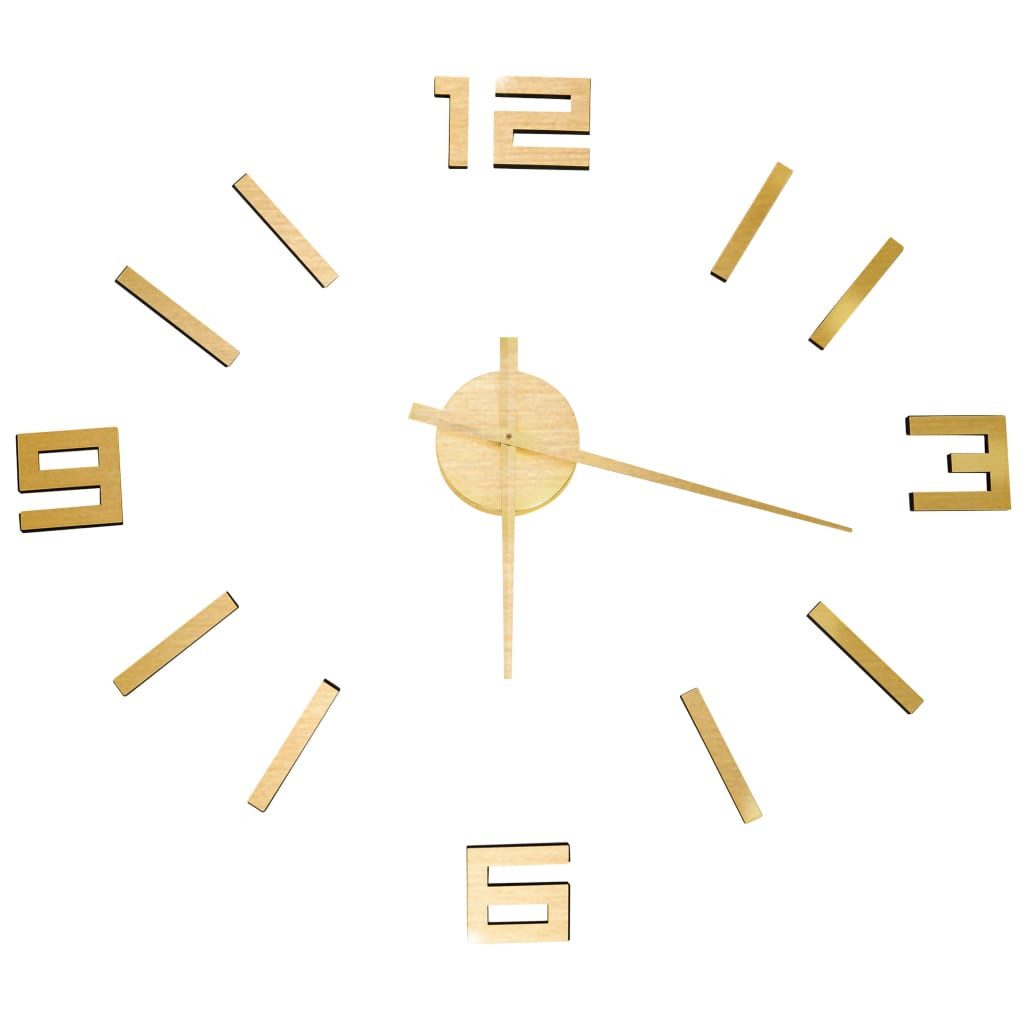 furnicato Uhr Extragroße 3D-Wanduhr Gold 100 cm mit DIY-Größe (Elegante Zeituhr aus EVA-Material für ein ansprechendes Wohnambiente)