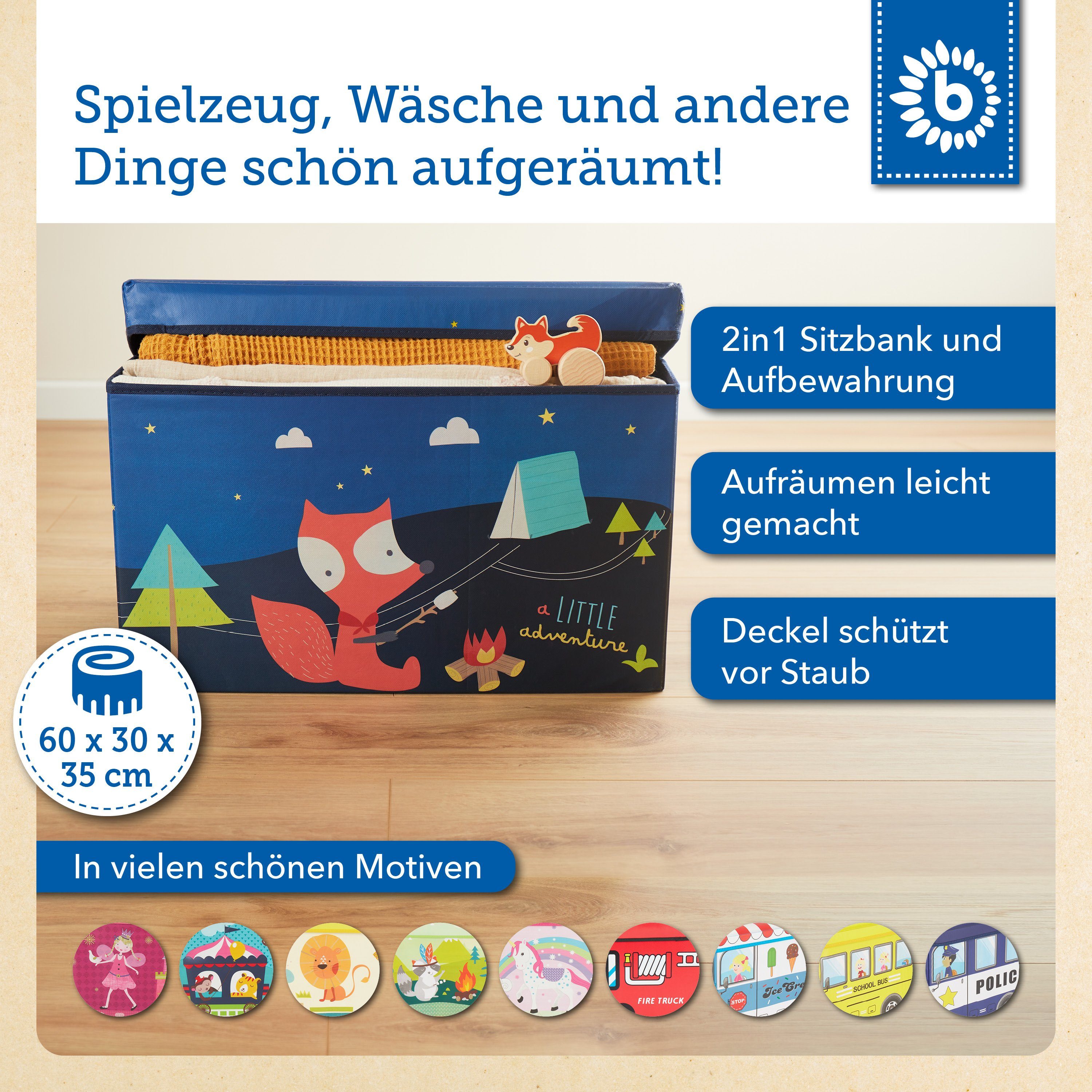 BIECO Spielzeugtruhe Bieco Aufbewahrungsbox mit Deckel Pfadfinder 60 faltbar Spielzeugkiste
