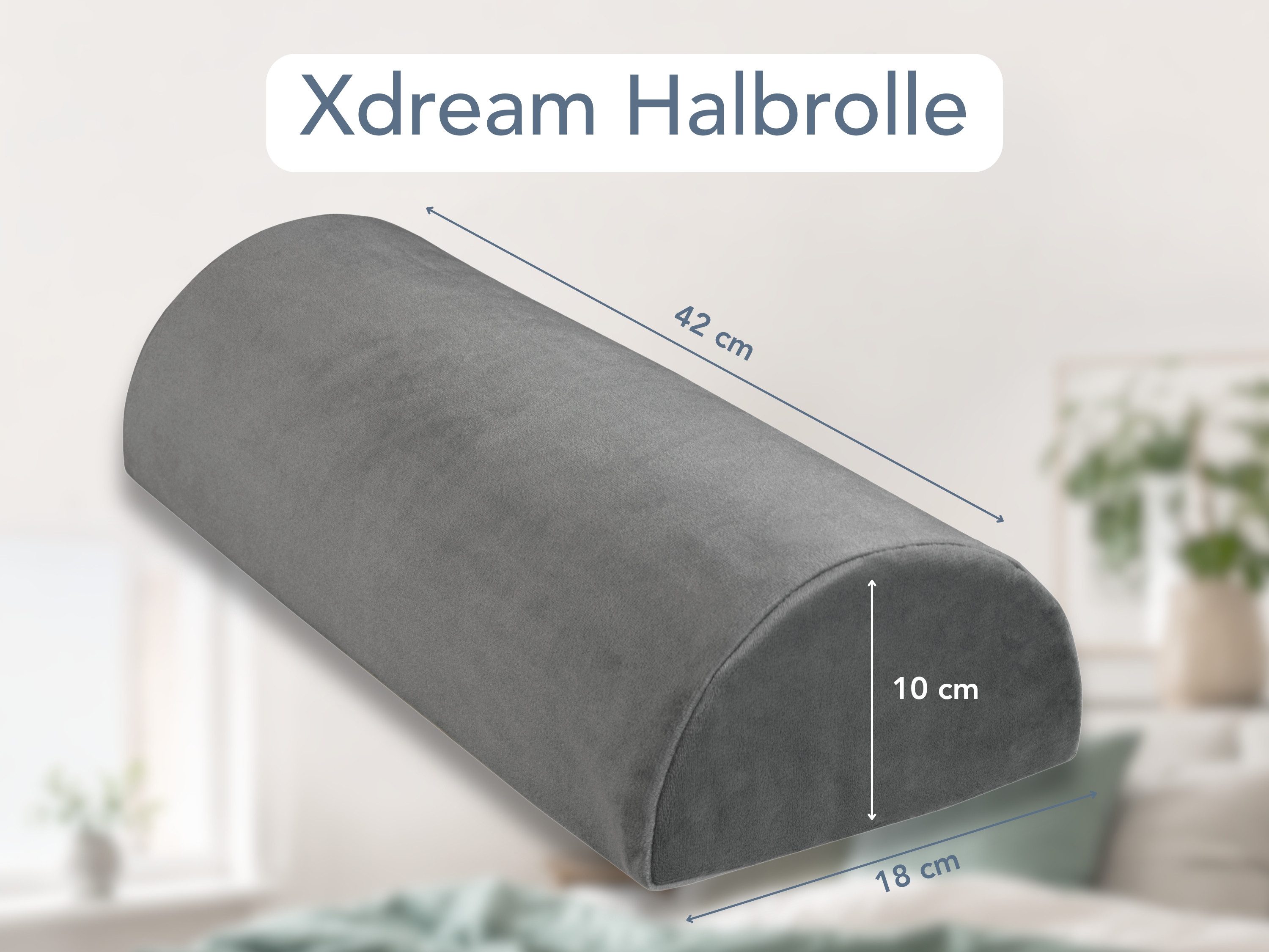 XDREAM Halbrolle ergonomisches Nackenkissen halbrund, Lagerungskissen, Funktionskissen, 1-tlg., wirkt stützend und entlastend, super weicher Mikroplüsch-Bezug