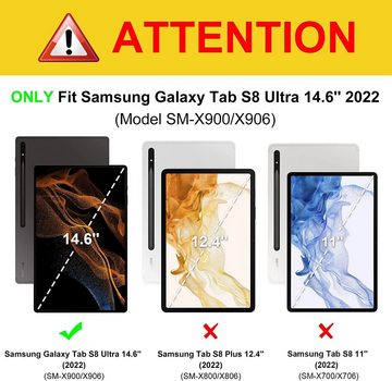 Fintie Tablet-Hülle für Samsung Galaxy Tab S8 Ultra 14.6 Zoll 2022 SM-X900/X906, Soft TPU Rückseite Gehäuse Hülle mit S Pen Halter und Auto Schlaf/Wach