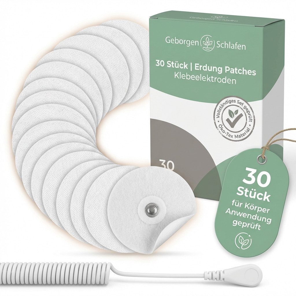 geborgenschlafen Patches Klebeelektroden Patches zum Erden - Hautfreundlich & selbsthaftend (30-tlg), Erdungspads für Schlaf, Sport & Regeneration
