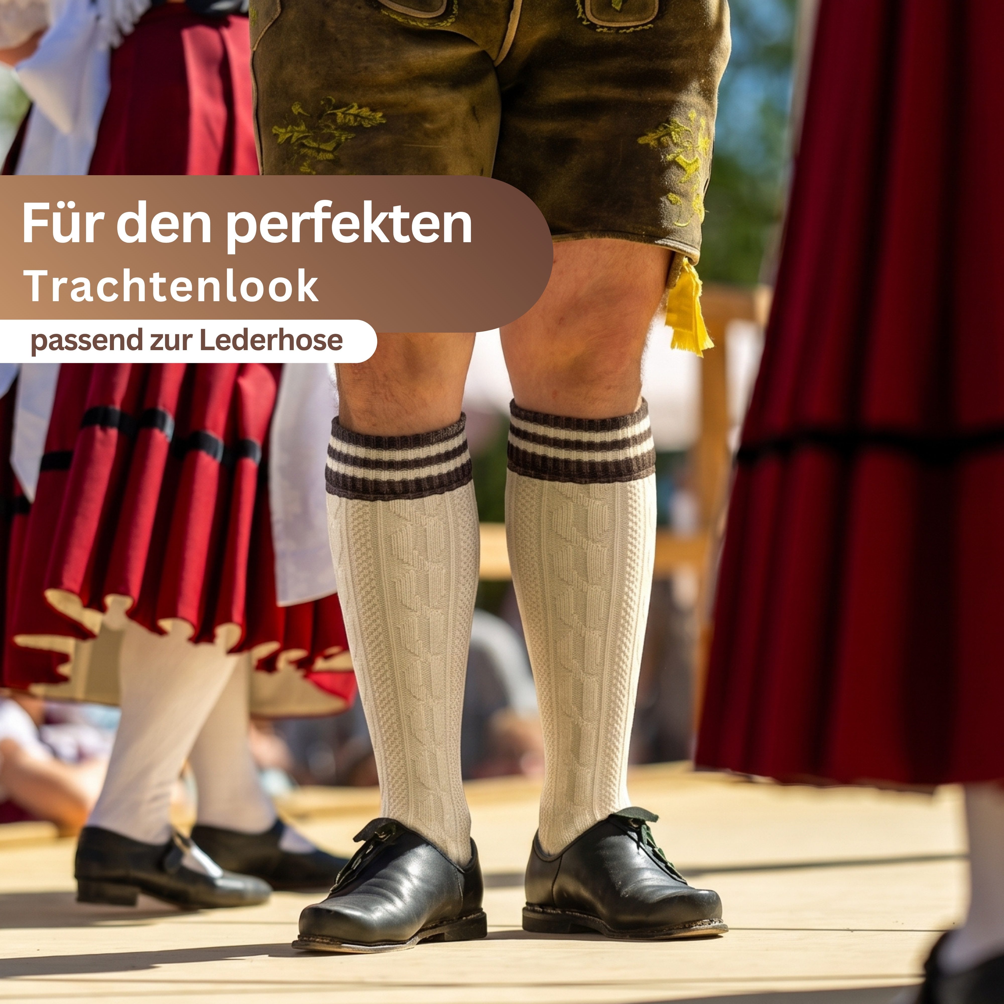 MEDOLY Trachtensocken Umschlagsocke Wolle (1er-Pack) Trachtenstrümpfe (1 Paar) mit Zopfmuster – Bild 2 von 3