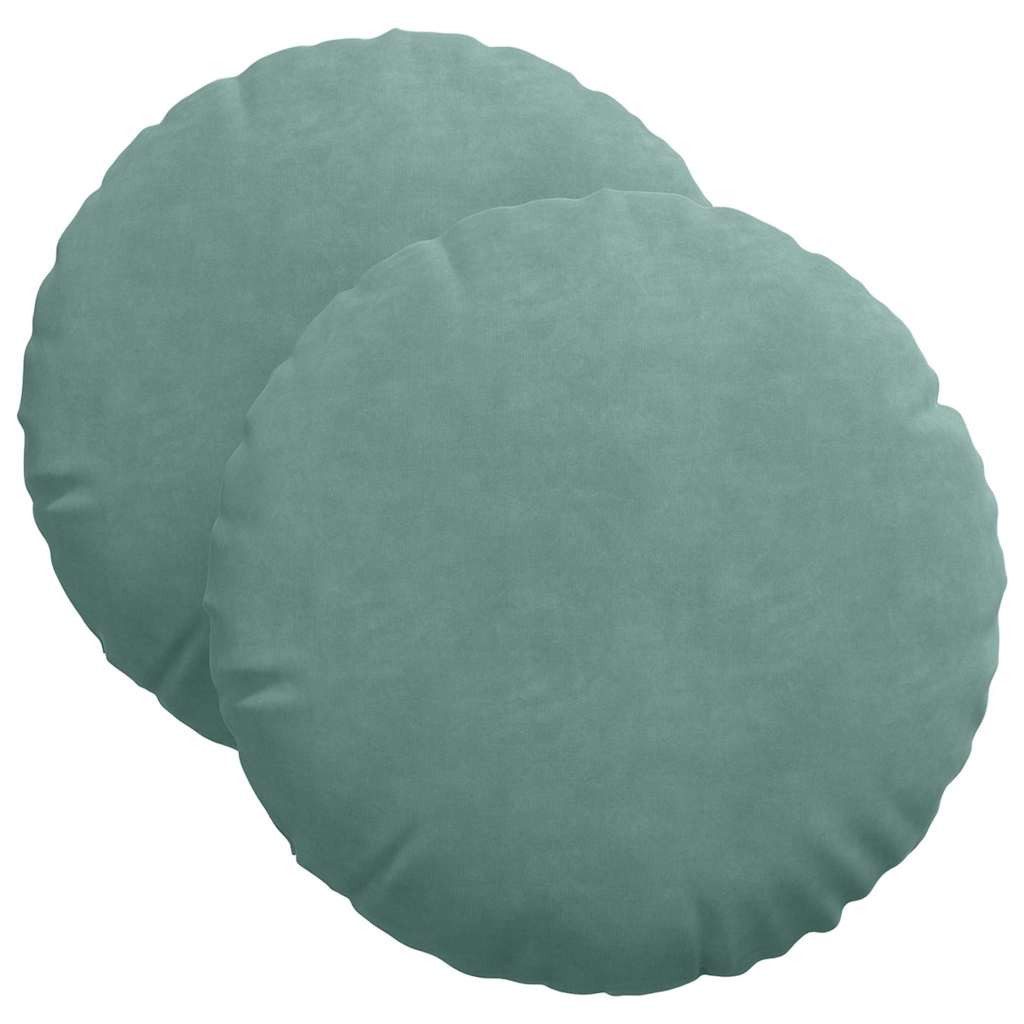 vidaXL Sitzauflage Sitzkissen 2 Stück Meergrün Ø 40 x 13 cm Samt, (2 St) günstig online kaufen