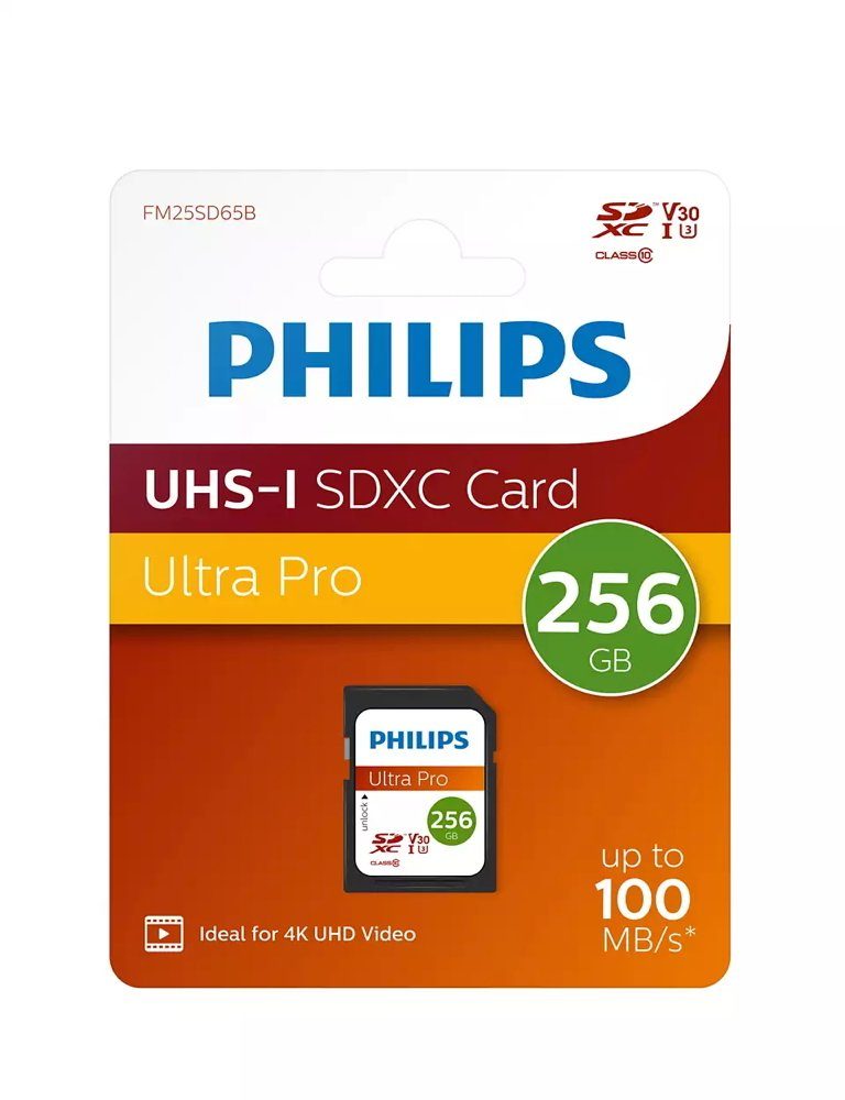 Philips Philips SDXC Karte 256GB Speicherkarte UHS-I U3 V30 A1 Class 10 Speicherkarte