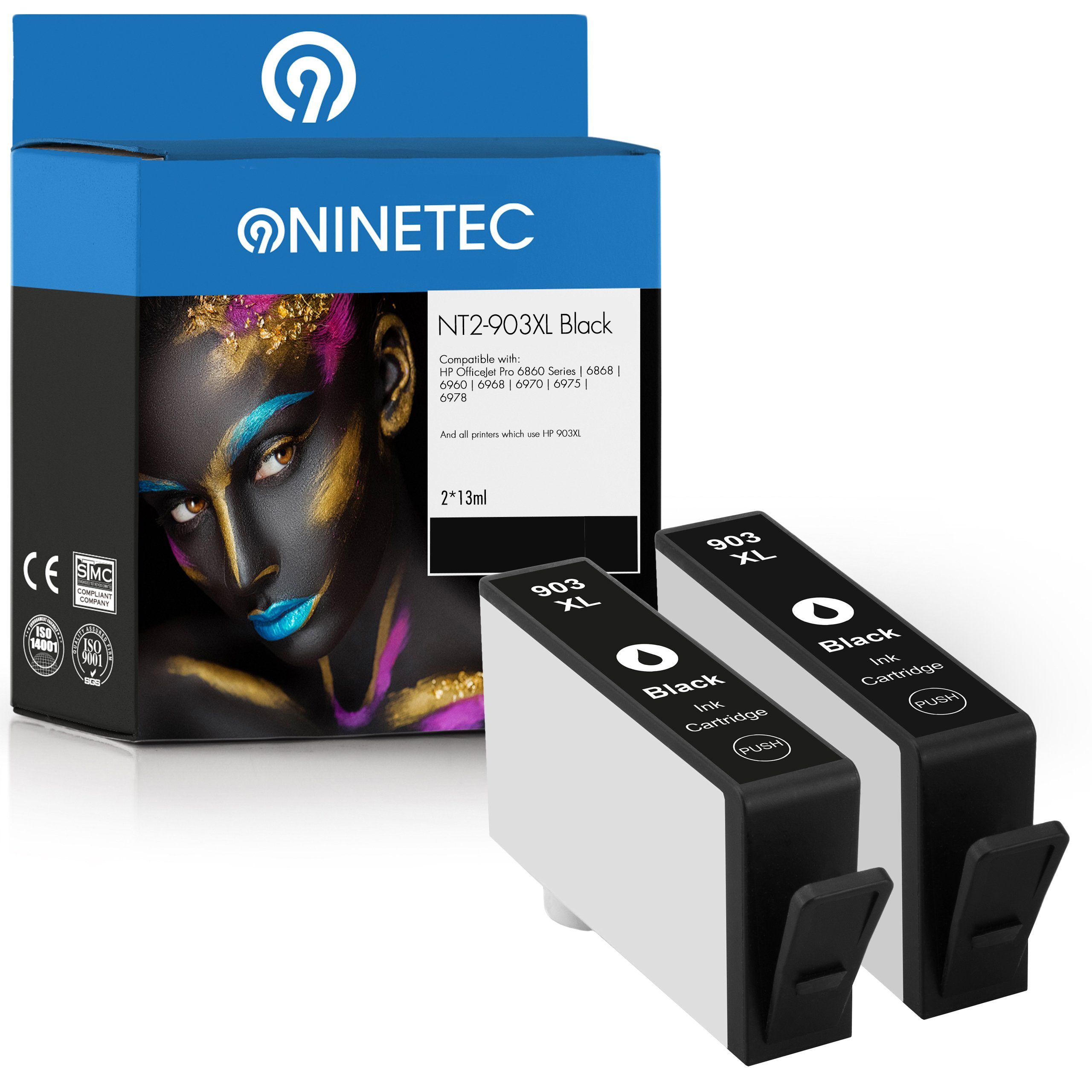 (T6M15AE) Black XL NINETEC 903 Tintenpatrone HP 903XL ersetzt