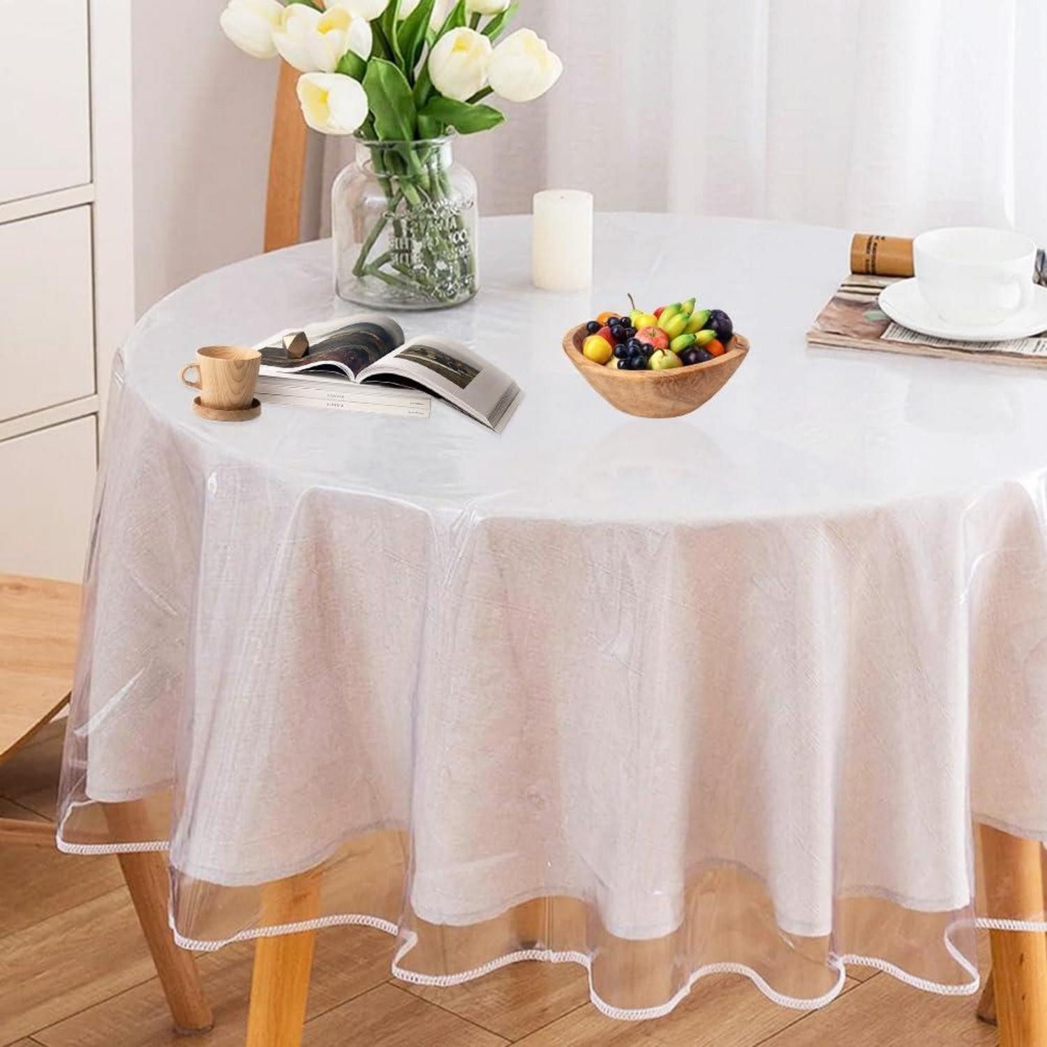 LuxusKollektion Tischschonbezug Tischdecke Transparent Rund PVC 122cm (1-tlg)