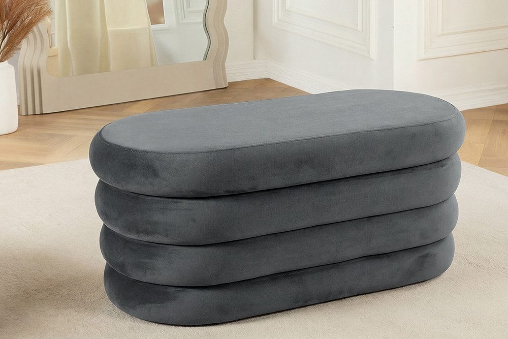 riess-ambiente Sitzbank VOGUE 85cm grau - Samt, mit Stauraum, montiert, gepolstert, variabel (Einzelartikel, 1-St), stilvolle Polsterbank - ideal für glamouröse Schlafzimmer & Ankleiden