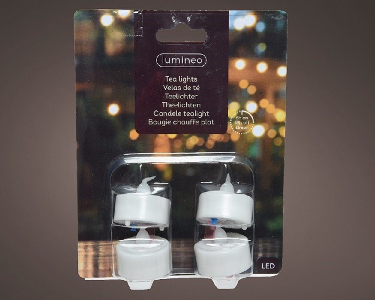 Kaemingk LED Windlicht LED-Teelicht Kerze weiß 4 Stück flackernd Timer inkl. Batterien | Tischleuchten