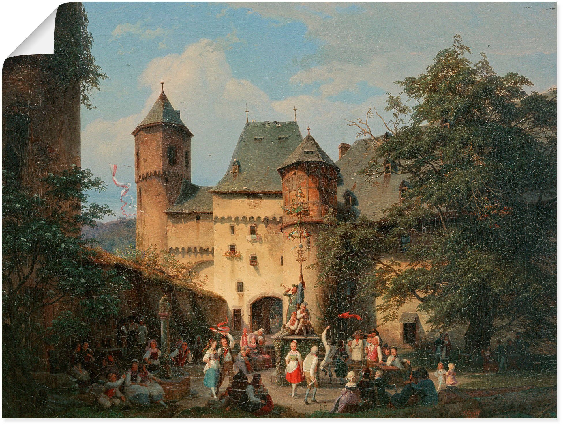 Artland Kunstdruck Festszene im Vorhof einer Burg, historische Ereignisse (1 St), als Alubild, Leinwandbild, Wandaufkleber oder Плакат in versch. Größen