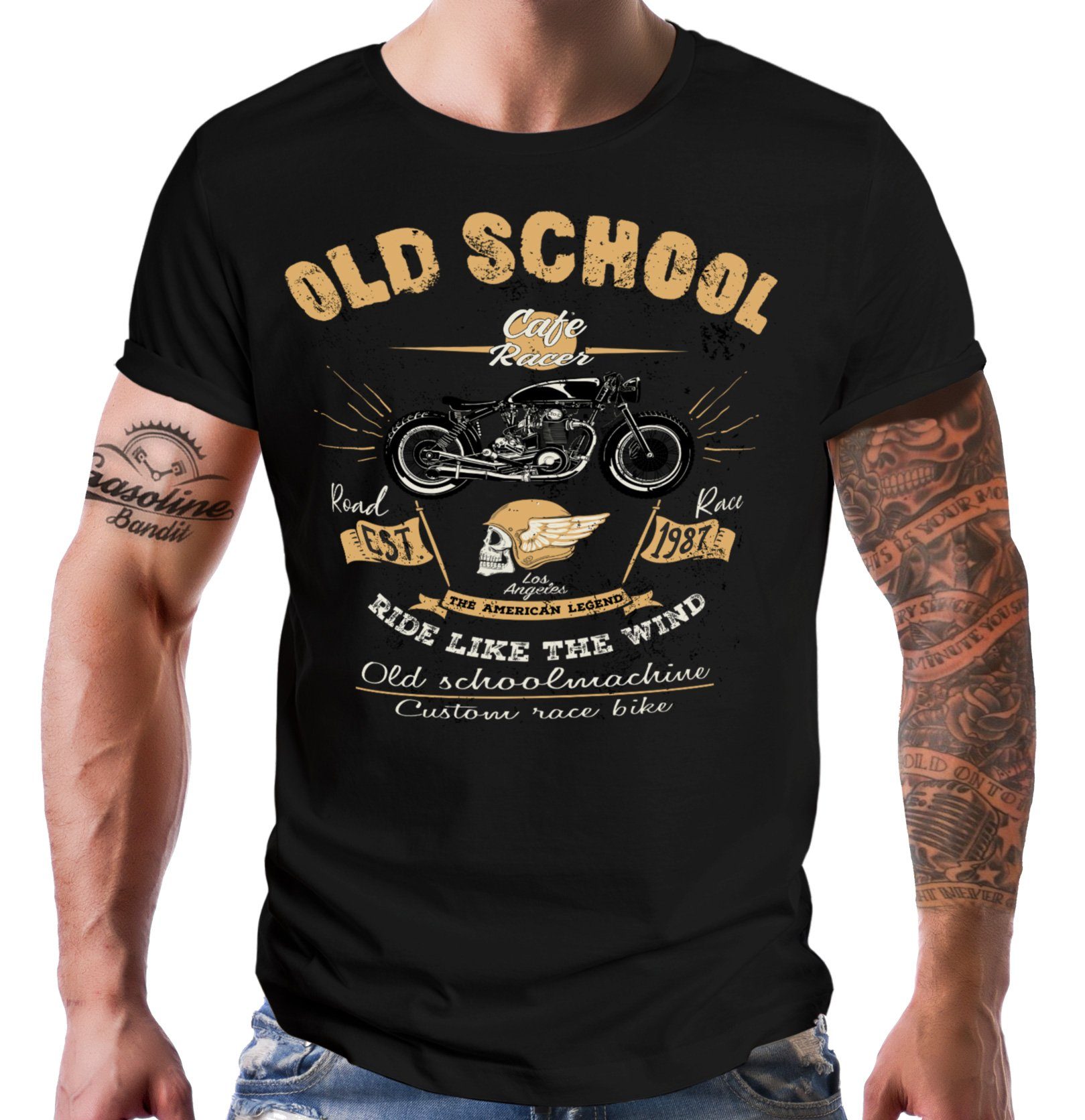 GASOLINE BANDIT® T-Shirt für Biker: Old School Ride Like The Wind | T-Shirts