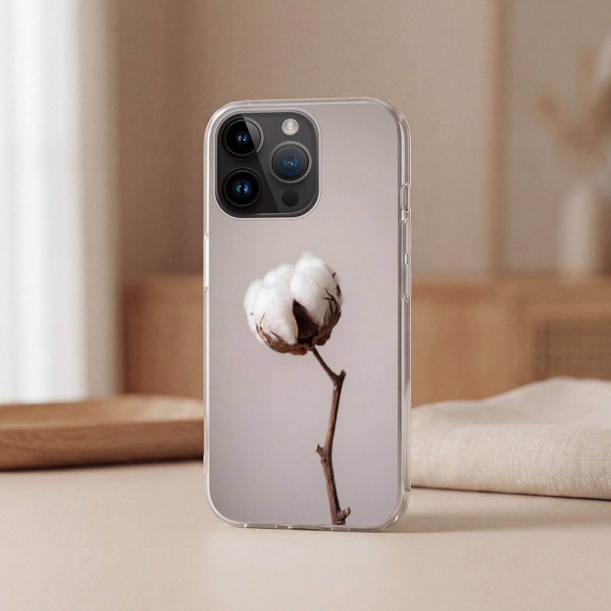 MuchoWow Handyhülle für Apple iPhone 14 Pro Max Wattebausch - Minimalistisch - Weiß, Smartphone-Bumper, Print, Handy Schutzhülle Dünn