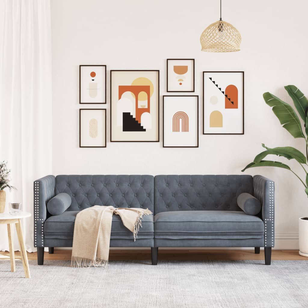 vidaXL Sofa Chesterfield-Sofa mit Nackenrollen 3-Sitzer günstig online kaufen