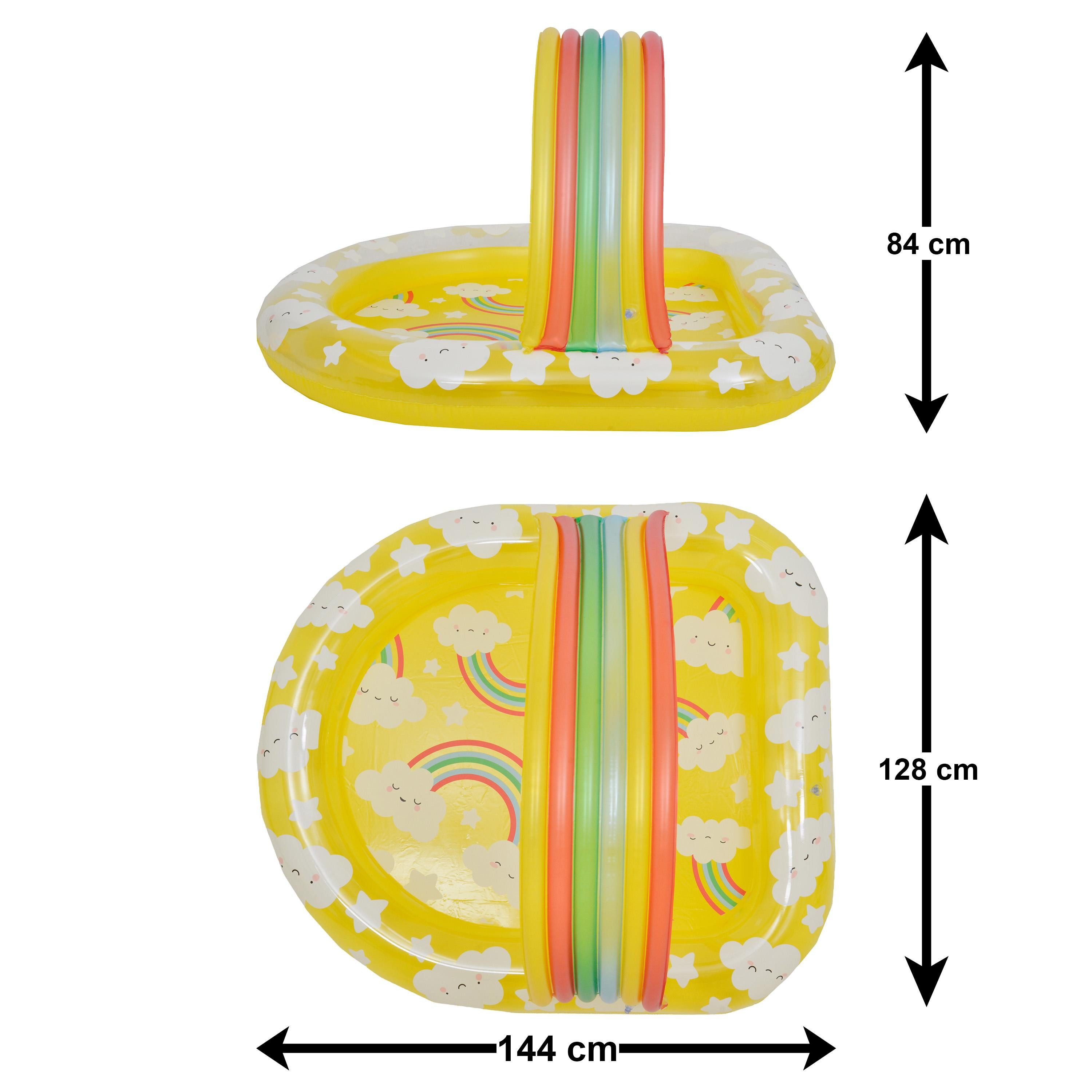 SunClub Planschbecken Kinderpool 144x128x84 cm, (Einzelpack, 1-tlg., aufblasbares Kinderbecken), Regenbogen und Wolken Planschbecken