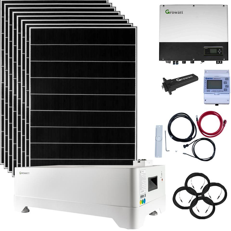 Lieckipedia 3000 Watt Hybrid Solaranlage, Komplettset einphasig, 5 kWh Lithiumspei Solar Panel, Schindeltechnik