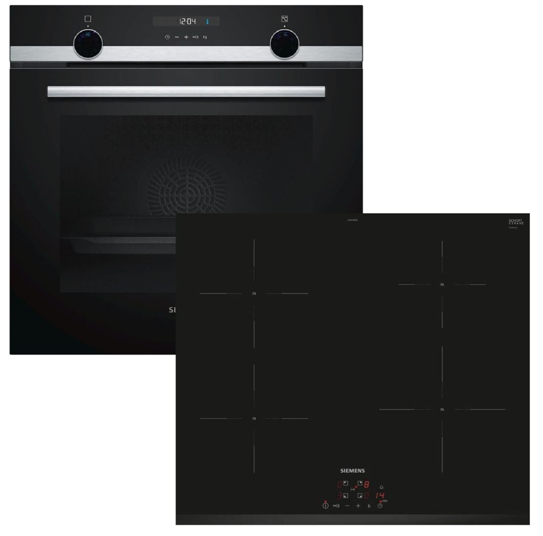 Backofen-Set Teleskopauszug 3D-Heißluft + Induktionskochfeld Booster autark 60cm