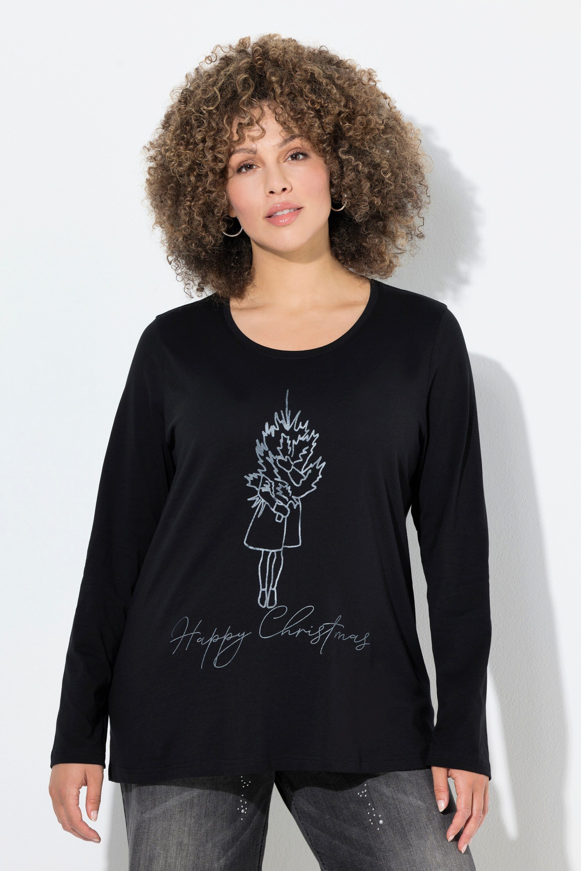 Longsleeve Shirt Weihnachtsmotiv Classic Rundhals Langarm
