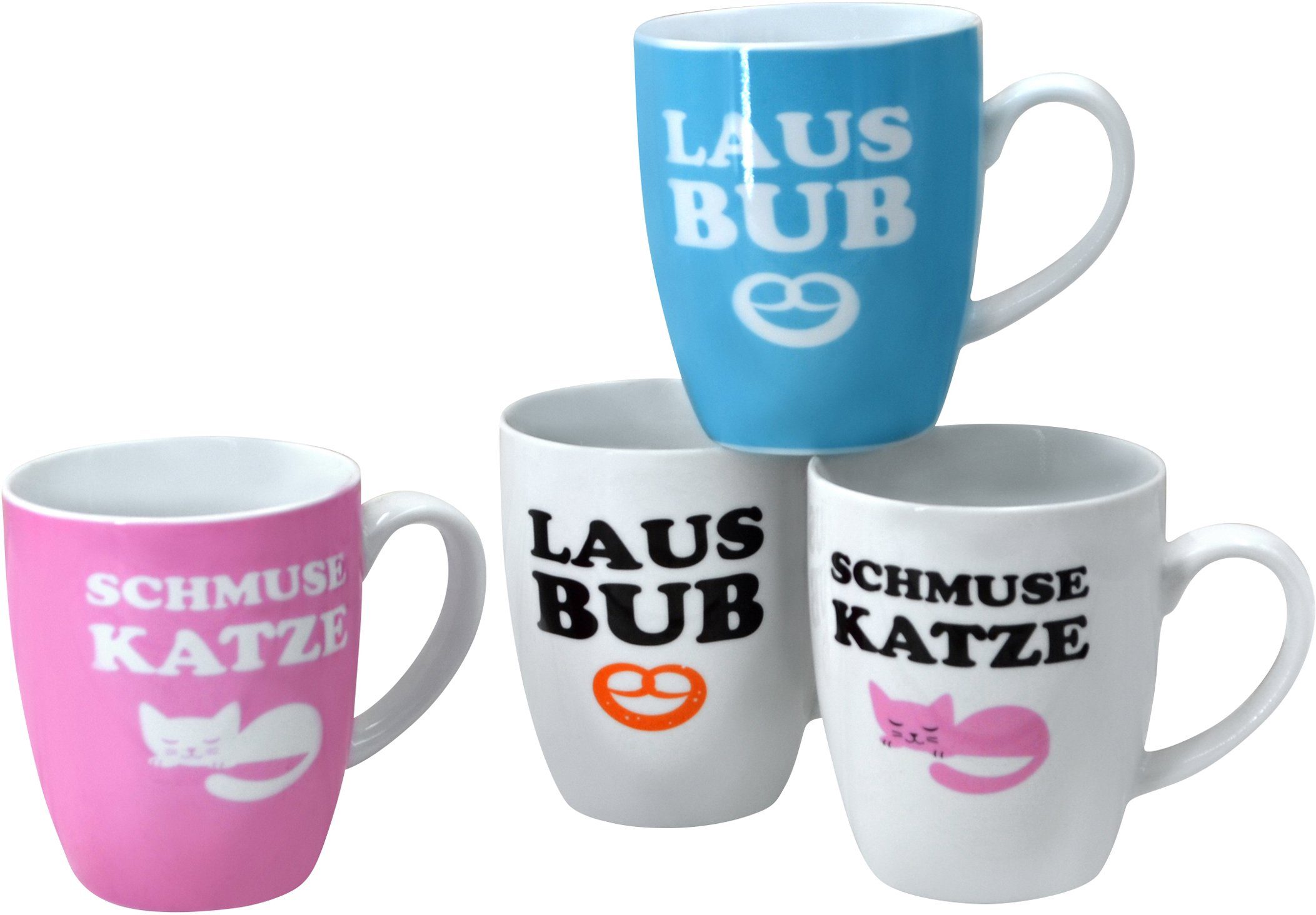 Schmusekatze Becher Lausbub, Arzberg & Porzellan, 4-teilig Retsch