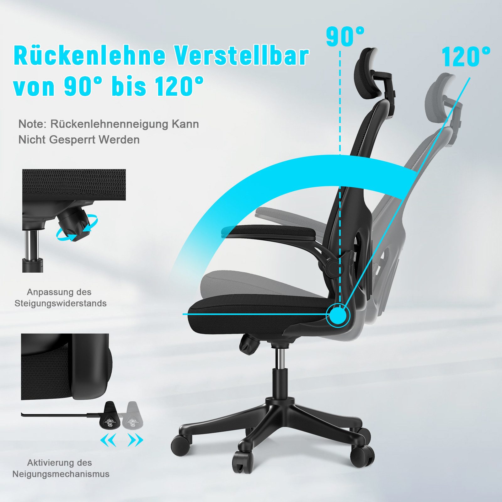 BIGZZIA Bürostuhl Ergonomisch Schreibtischstuhl mit verstellbare günstig online kaufen